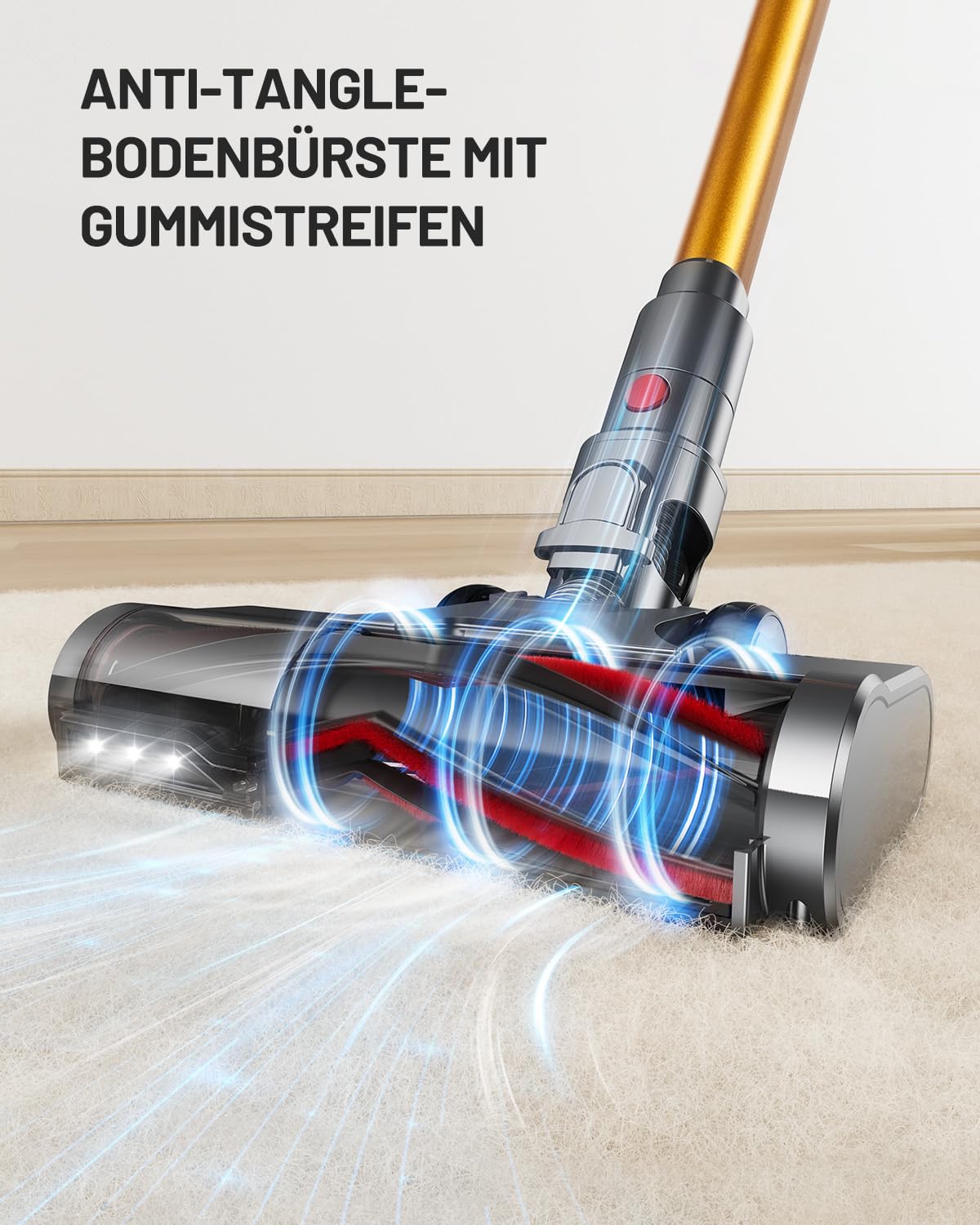 Kissof Akku Staubsauger, 45000Pa/550W/70 Mins Staubsauger Kabellos Mit Selbststehende Funktion, Anti-Tangle-Bodenbürste, Duftkarte, Hocheffizientes Hepa-Filtersystem für Hartböden Teppiche Tierhaare