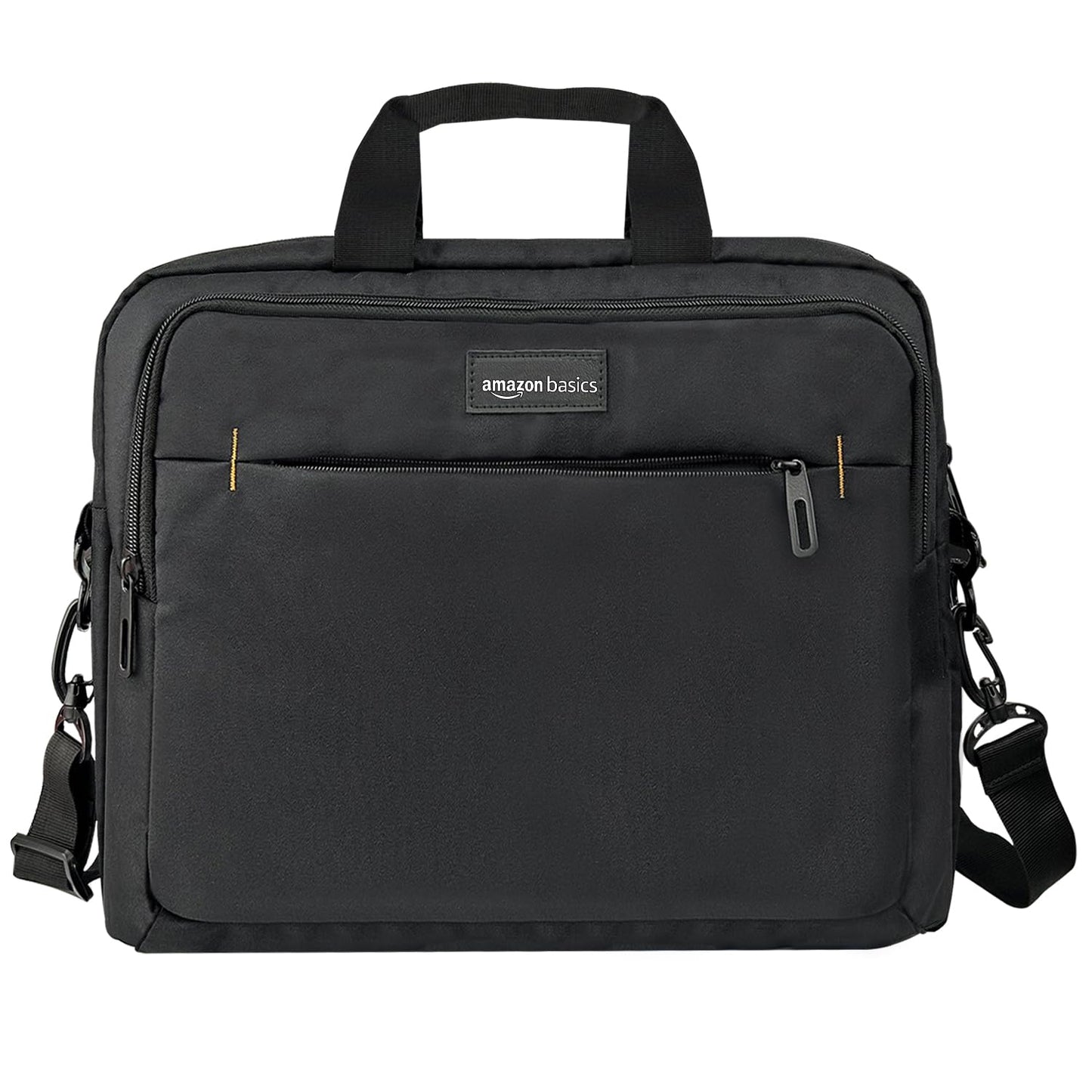 Amazon Basics- kompakte Laptoptasche, Umhängetasche/Tragetasche mit Taschen zur Aufbewahrung von Zubehör, für Laptops bis zu 15,6 Zoll (39,6 cm), Schwarz, 1 Stück