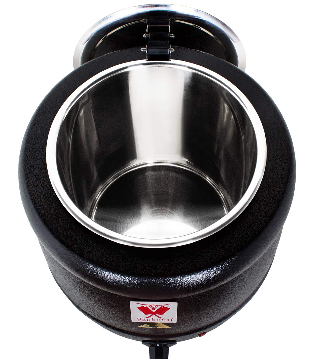 Beeketal SB600 Suppentopf 9L, Edelstahl Gastro-Wärmer mit Einsatz und klappbarem Deckel, 400W, für Suppen, Eintöpfe und Glühwein