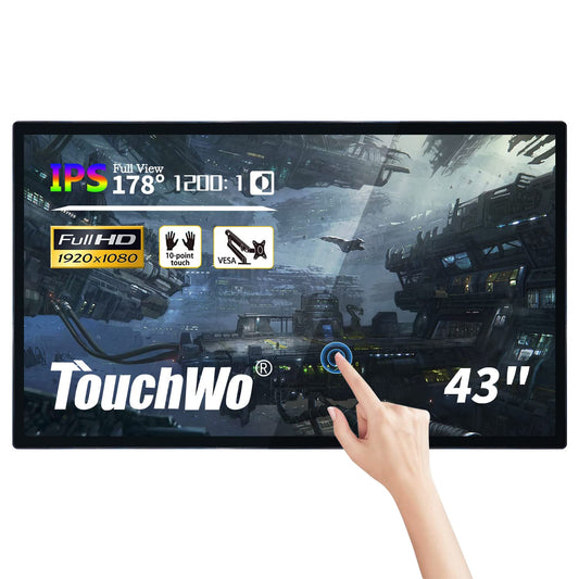 TouchWo 43 Zoll Interaktiver Touchscreen-Monitor, Smart Board mit Wandhalterung, Präsentations-Whiteboard All-in-One-Touchscreen-PC für Büro & Klassenzimmer, Core i7 8 GB RAM & 256 GB ROM