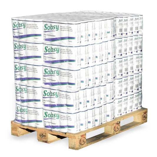 Hypafol Toilettenpapier Halbpalette motivgeprägt | 120 x 8 Rollen | extra weiches, längeres Blatt | aus hochwertigem super weißem Zellstoff | 3-lagig | Rollen mit extra vielen Blättern