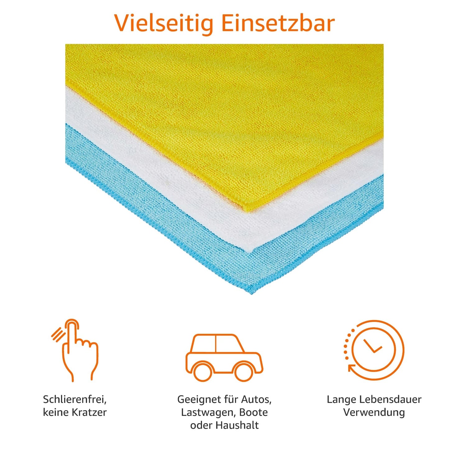 Amazon Basics – Mikrofaser Reinigungstuch, 12 Stück, Mehrfarbig, 30.5 L x 40.5 B cm