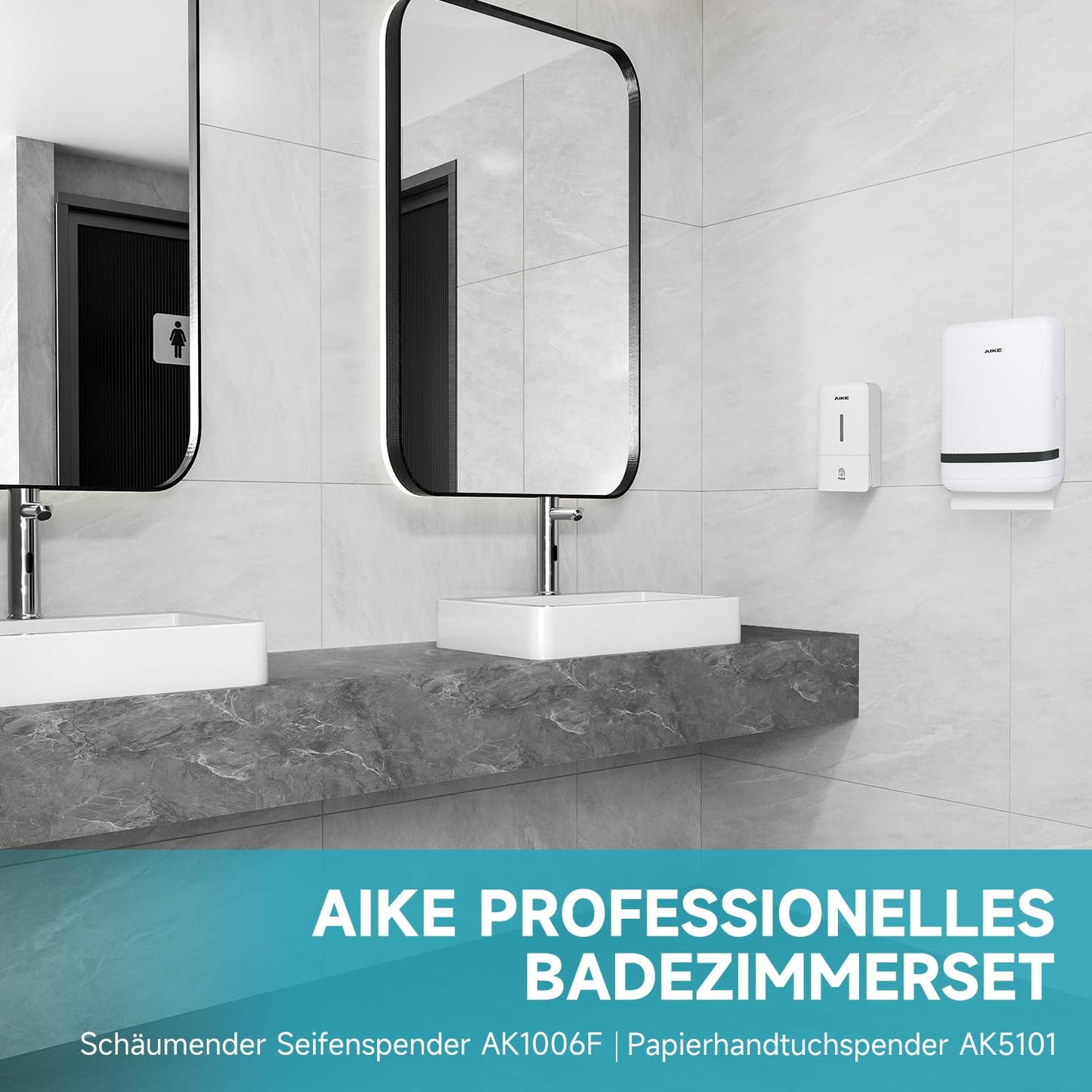 AIKE Schaumseifenspender 800 ML, Wandmontage, Manueller Druckpumpe für gewerbliche Badezimmer AK1006F Nur mit Schaumseife kompatibel