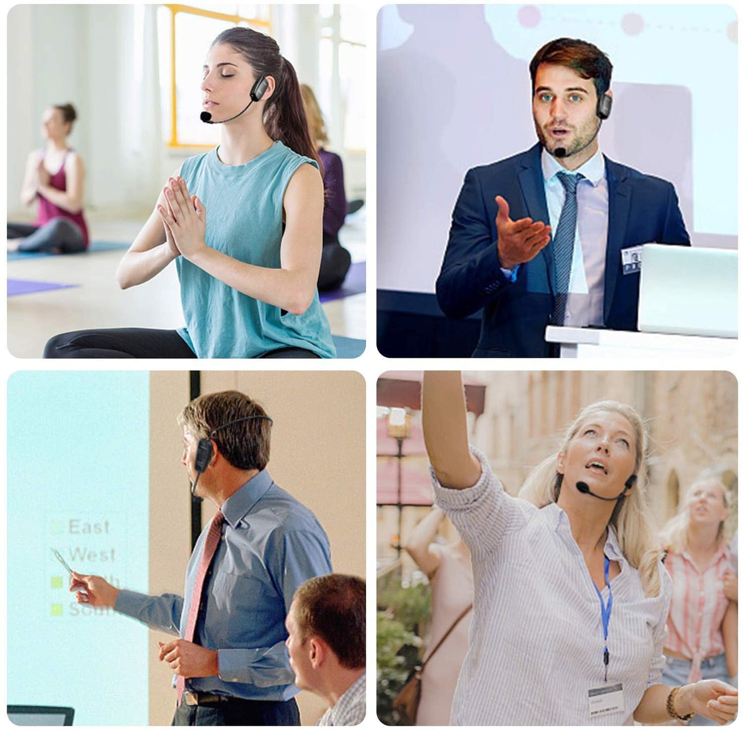 XIAOKOA Wireless Mikrofon Headset,UHF Kabelloses Mikrofon mit 50m Kabelloser Übertragung,Wiederaufladbares Drahtloses Mikrofon für Reiseleiter/Fitness-Tanzlehrer/Konferenzen