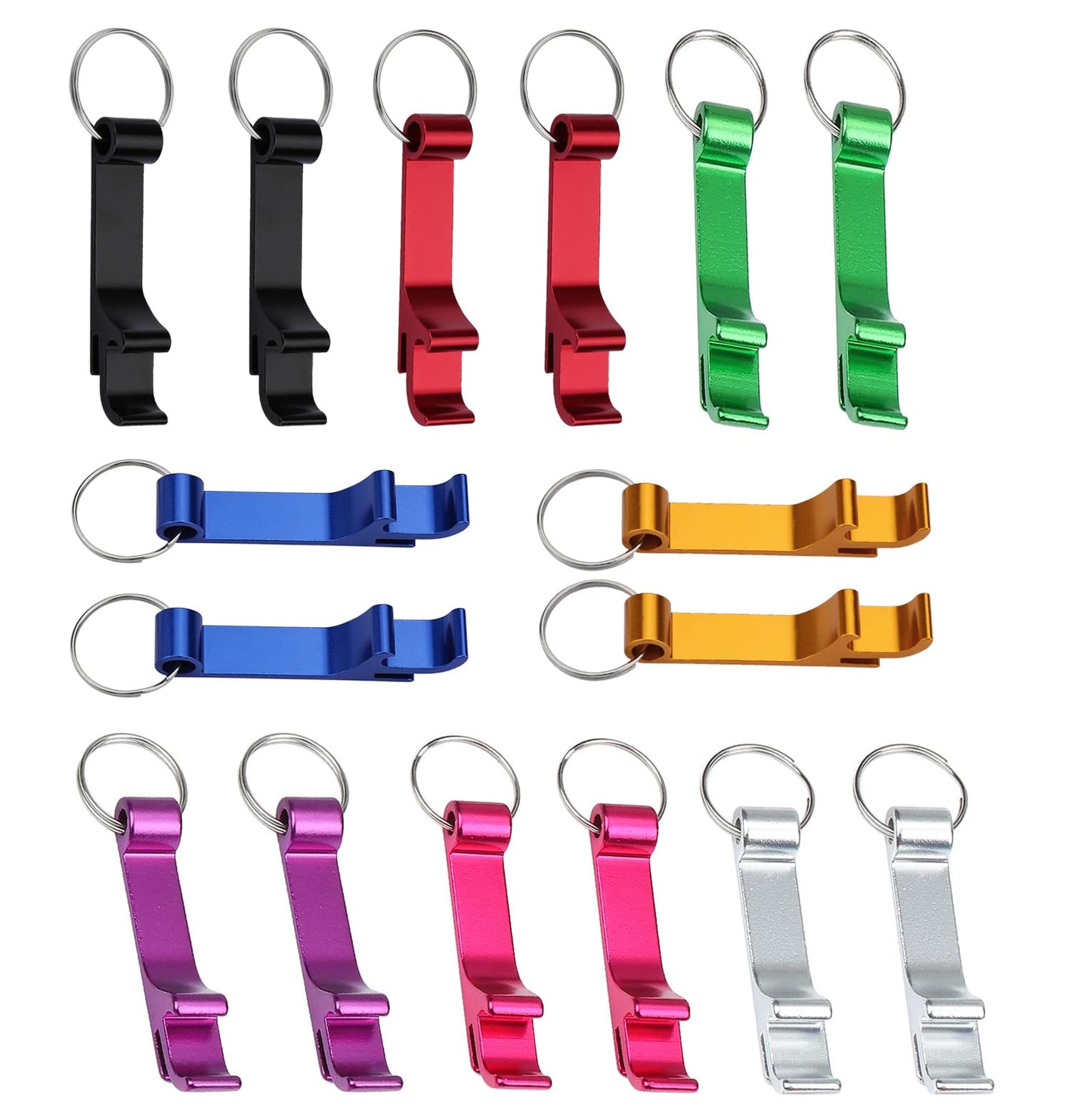 16 Stück Flaschenöffner Schlüsselanhänger Aluminium Bierflaschenöffner Mini Bier Getränkebehälter öffner Pocket mit Metall Schlüsselanhänger 8 Farben Bottle Opener für Verschiedene Getränke Flasche