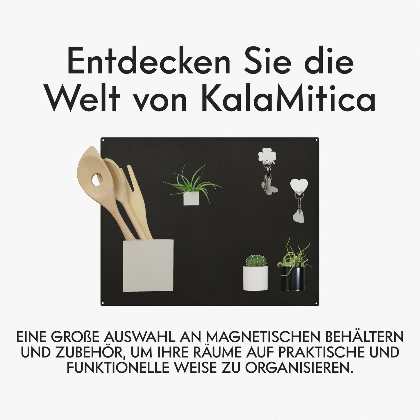 KalaMitica Magnettafel Schwarz - Kreidetafel Magnetisch, Magnetpinnwand für jede Art von Magneten - Anthrazit - 56x38 cm