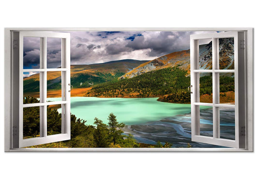 murando Wandbild Mega XXXL Fensterblick Einteiliger XXL-Format Kunstdruck zur Selbstmontage Leinwandbilder moderne Bilder DIY Wanddekoration Wohnung Deko Gebirge c-C-0379-ak-e