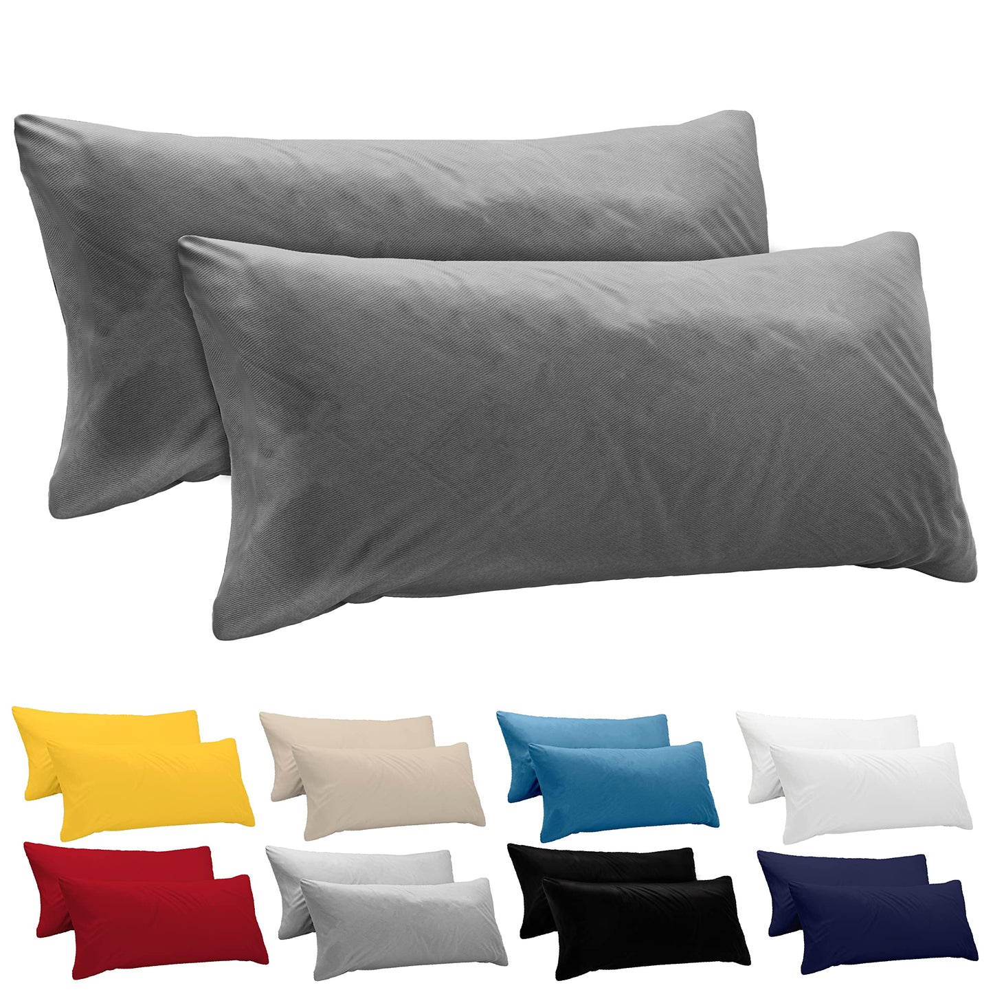 Dreamzie Kissenbezug 40x145 (Set mit 2) - 100% Jersey Baumwolle 150 g/qm Kissenbezüge -Anthrazit - Für Kissenbezug 40 x 145 - Kissenhülle - Kissenbezug - Resistent und Hypoallergen