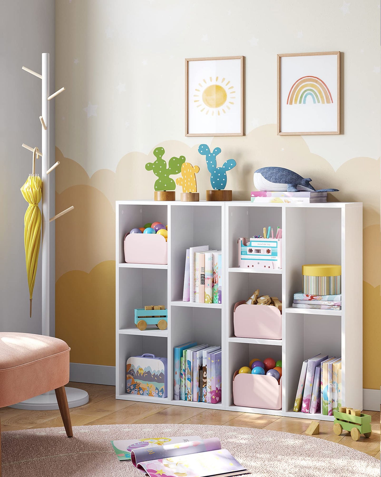 VASAGLE Bücherregal, Regal mit 5 Fächern, Bücherregal, Trennwand, Präsentation, für Wohnzimmer, Schlafzimmer, Büro, 24 x 50 x 80 cm, Weiß LBC25WT