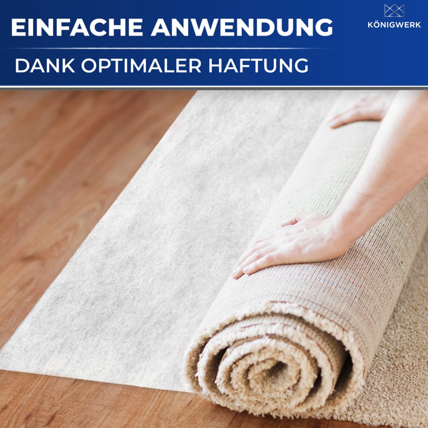 Königwerk Teppich Antirutschunterlage (50 x 80 cm) - Ohne Weichmacher - Extra sichere Antirutschmatte für Teppich und alle Böden - Perfekte Anti Rutsch Teppichunterlage