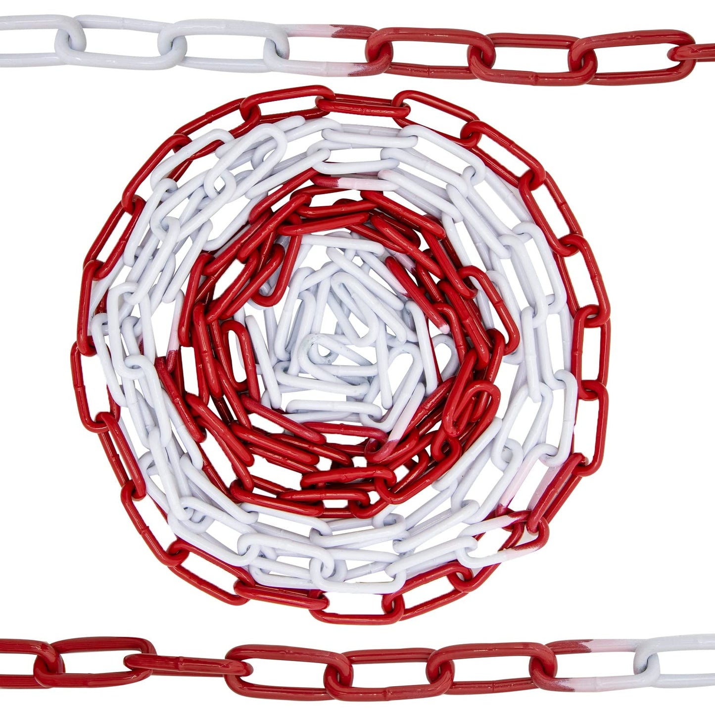 HAFIX Absperrkette Warnkette Zweifarbige rot-weiße Kette 26M. Warnkette 5mm Gliederkette Sicherheitskette Baustellensicherheitskette aus rostfreiem Metall. Absperrkette Rot Weiß aus Metall 26 Meter.