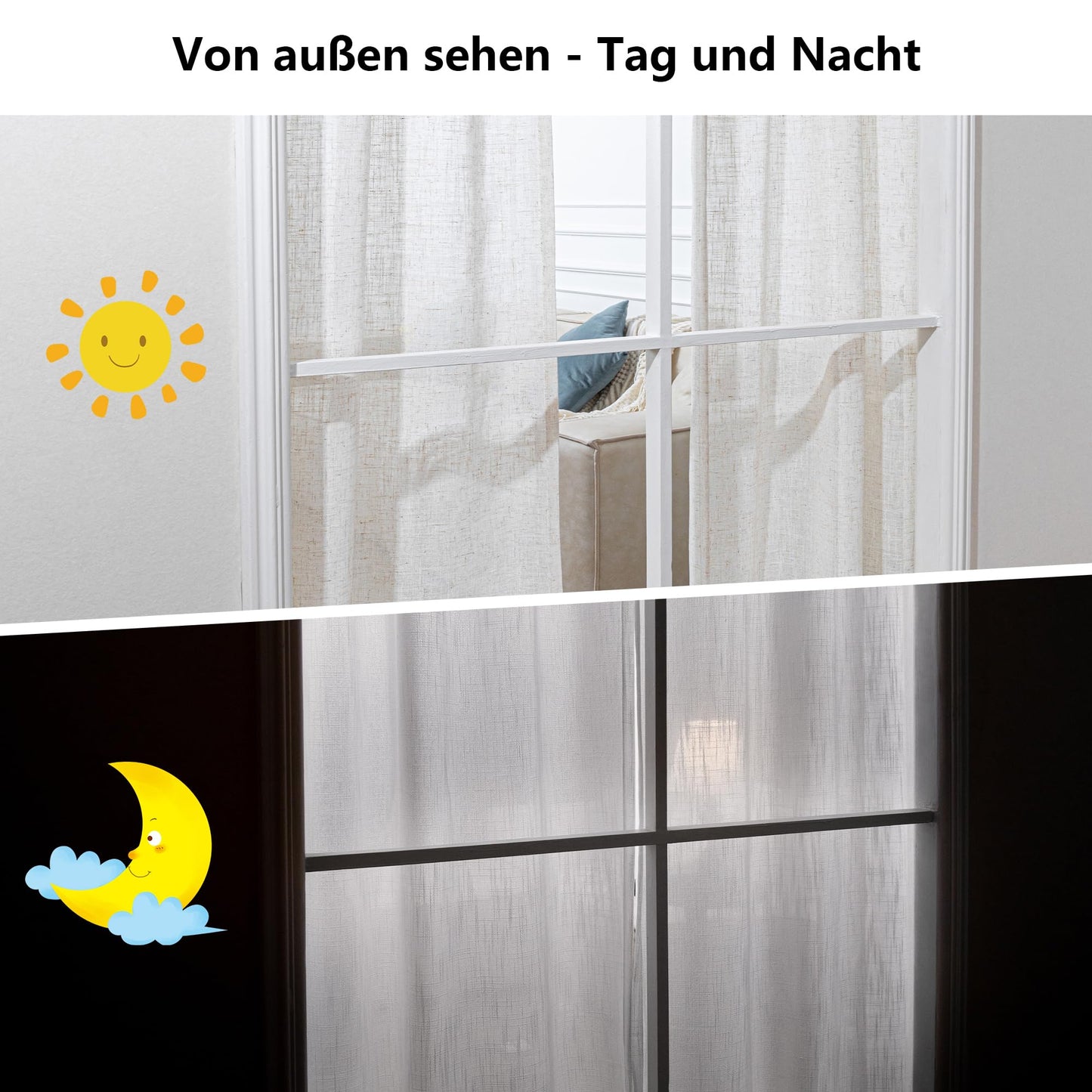 MYSKY HOME Gardinen mit Kräuselband Leinen Vorhänge Wohnzimmer Gardine Leinenoptik für Schienensystem 2er Set H 245 x B 140 cm Curtains für Kinderzimmer Moderne Natur Vorhang, Leinenfarbe