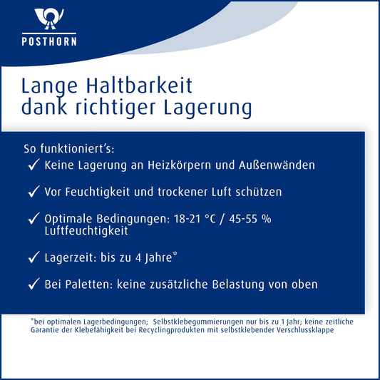 POSTHORN Briefumschlag DIN lang (100 Stück), selbstklebender Briefumschlag mit Fenster, weiße Briefumschläge mit grauem Innendruck für Sichtschutz, 110 x 220 mm, 75g/m²