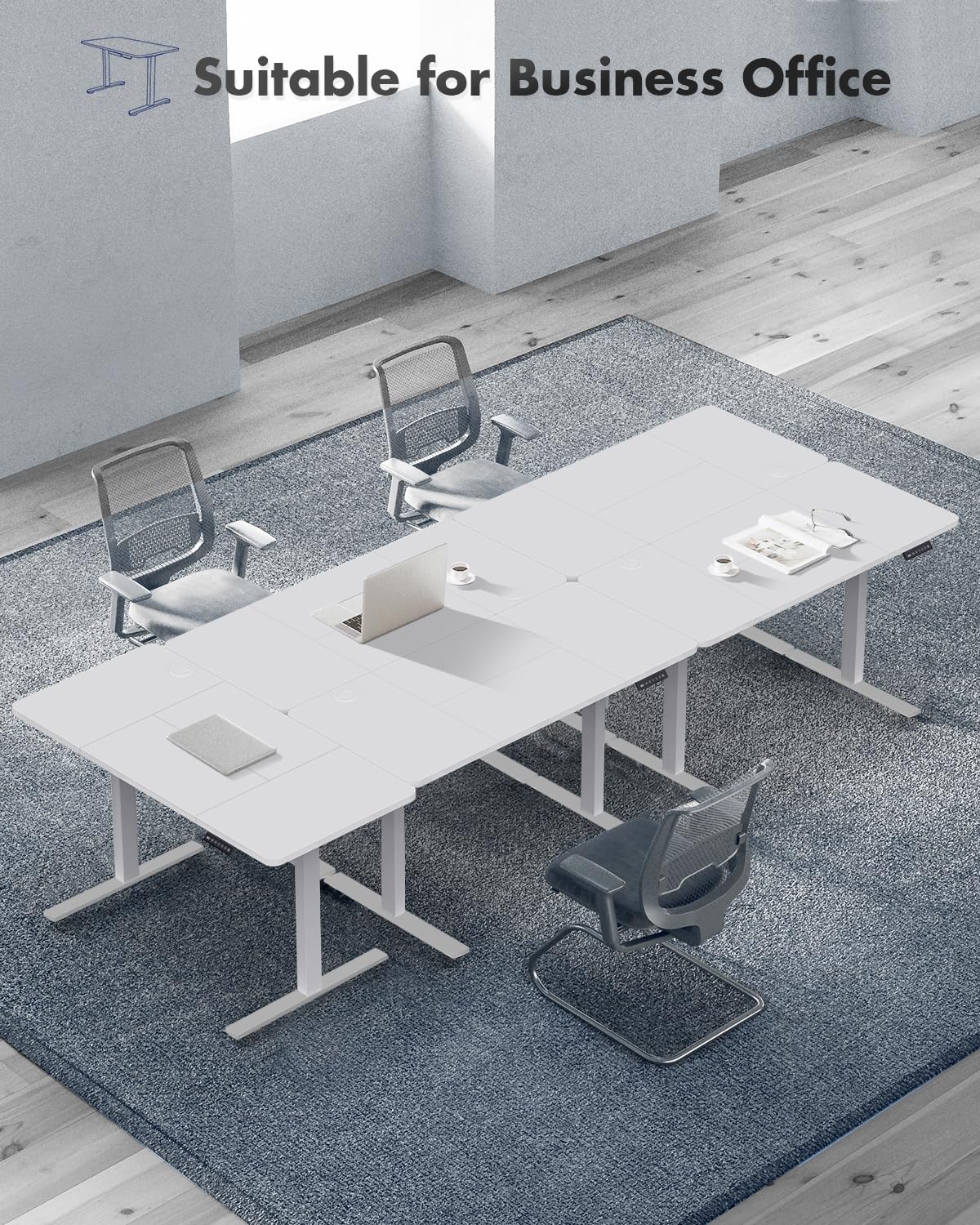 JUMMICO Höhenverstellbarer Schreibtisch mit USB-Ladeanschluss,Schreibtisch Höhenverstellbar Elektrisch, Steh-Sitz Tisch Stehpult Verstellbarer Computertisch,Standing Desk,120 x 60 cm, Weiß