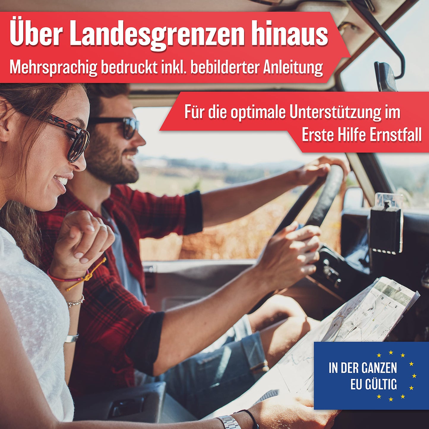 HELDENWERK KFZ Verbandstasche nach aktueller Norm 2024 - Europaweit Nutzbar - Erste Hilfe Set Auto Verbandskasten DIN 13164:2022 (StVO konform)