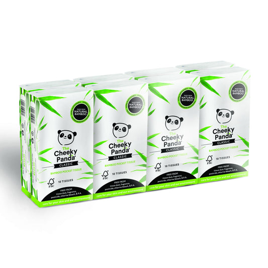 The Cheeky Panda Umweltfreundliche Bambus Taschentücher – 3-Lagig | 80 Stück (8 Packungen mit 10)