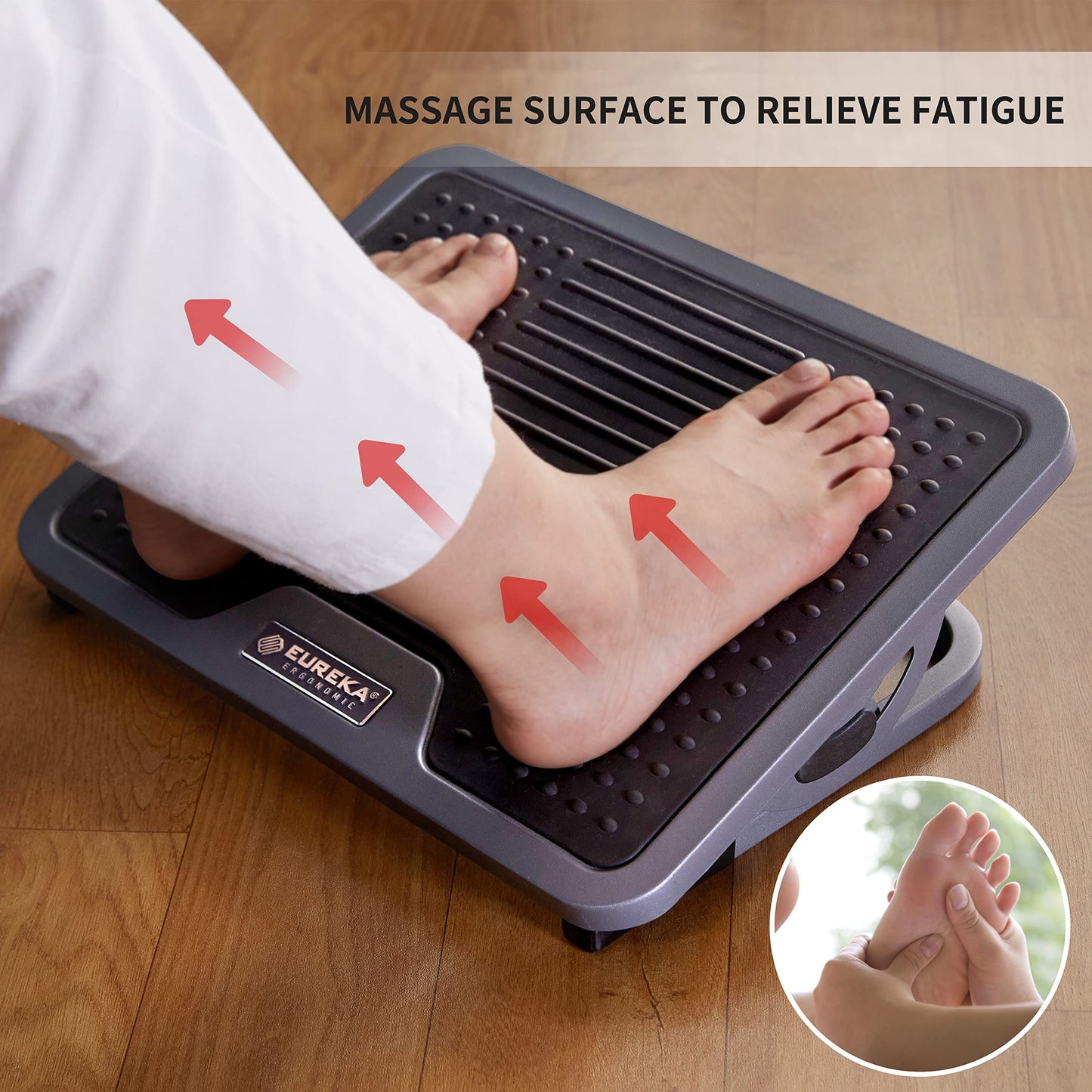 EUREKA ERGONOMIC Fußstütze Verstellbar Fußauflage mit Massagefläche Büro Schreibtisch Fußbank für Büro und Zuhause Schwarz und Grau