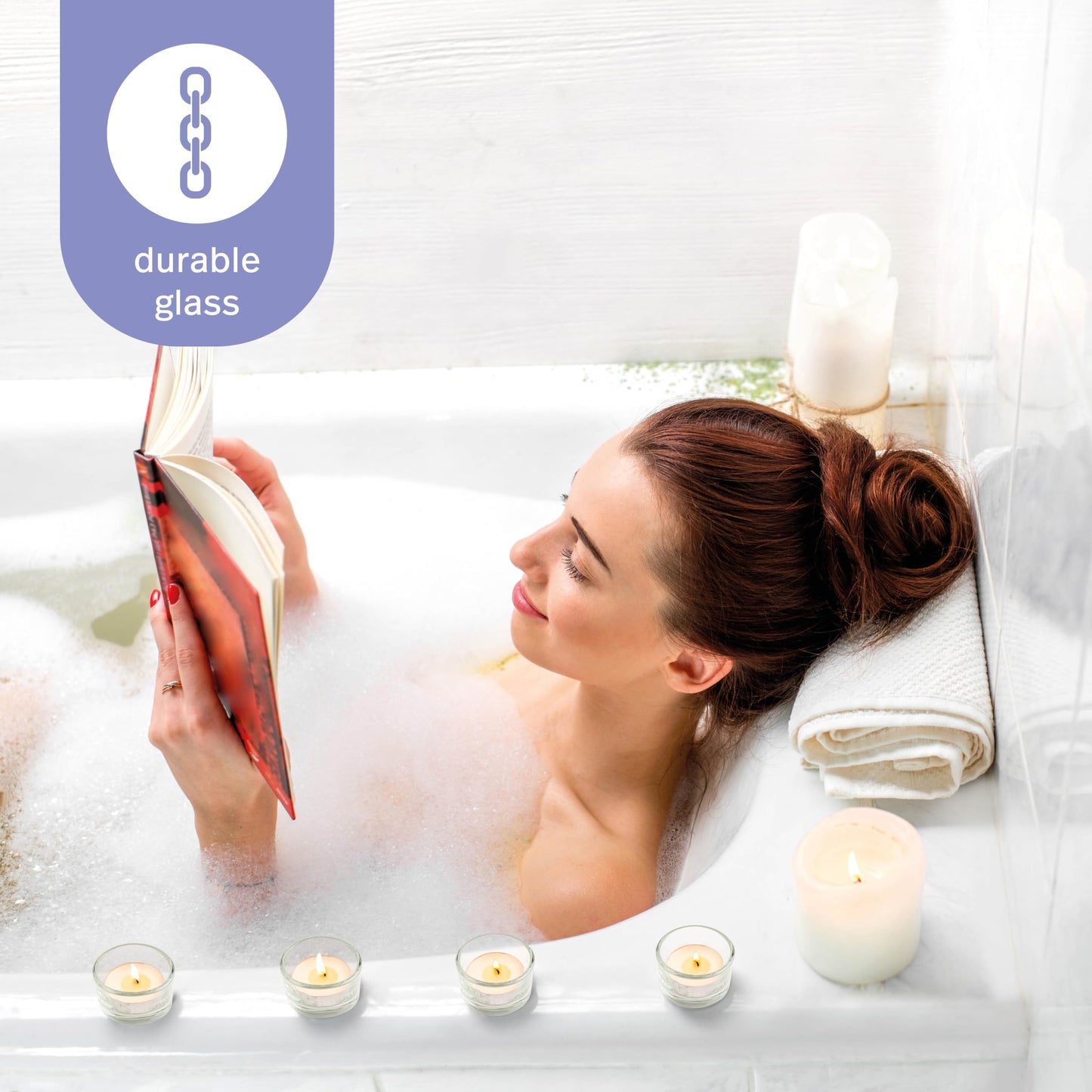 MATANA – 24 Elegante Teelichthalter - Teelichter Glas für Zuhause, 5cm Teelichthalter, Klar Teelichtgläser - Kerzenglas für Hochzeit, Dekorativ Kerzenglas, Teelicht Gläser für Standard-Teelichter