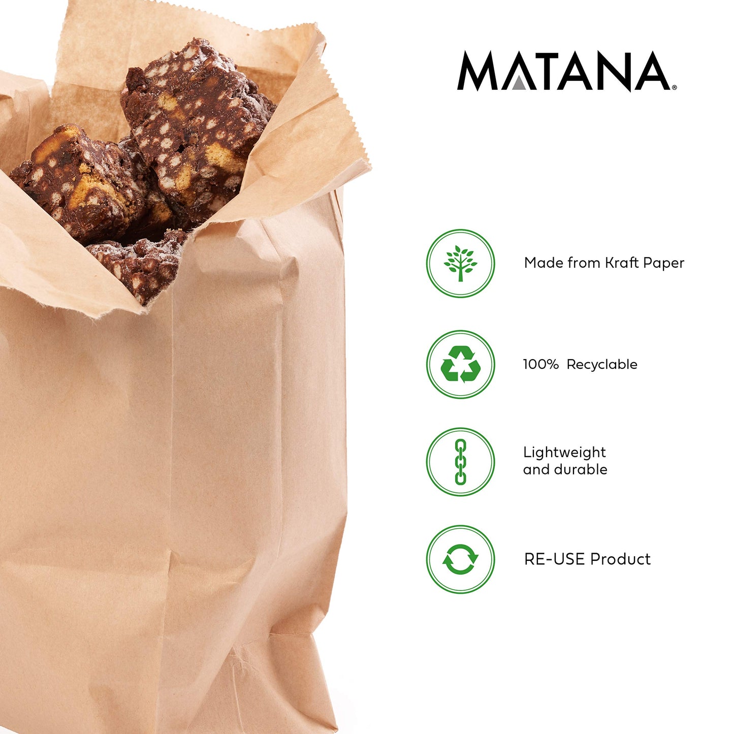 MATANA 100 Braune Papiertüten Kraftpapier, 24x13x8cm - Adventskalender, Geschenktüten, Partytüten, Kekstüten, Plätzchentüten, Süßigkeiten - Stabil