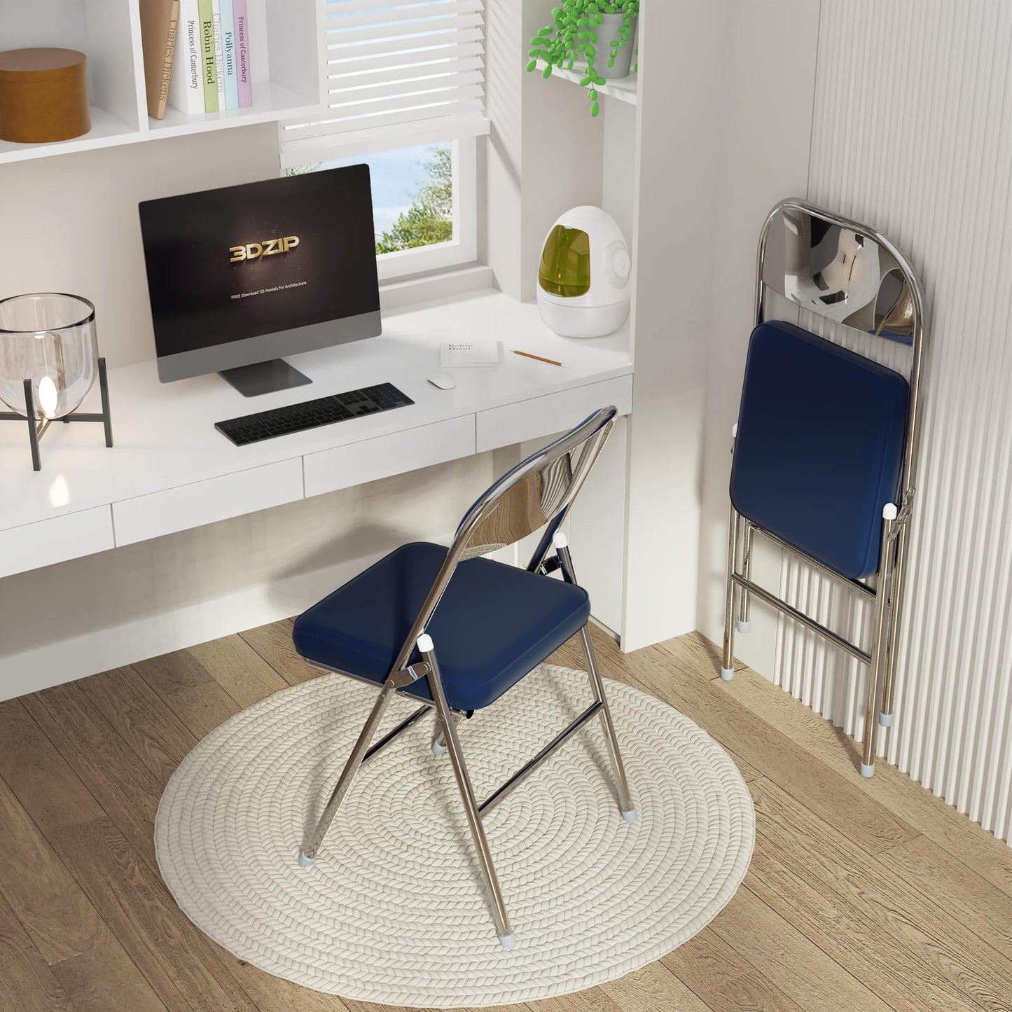 Chleby Klappstuhl 2er Set Dunkelblau – Bequemer Lederbezug mit dickem Kissen