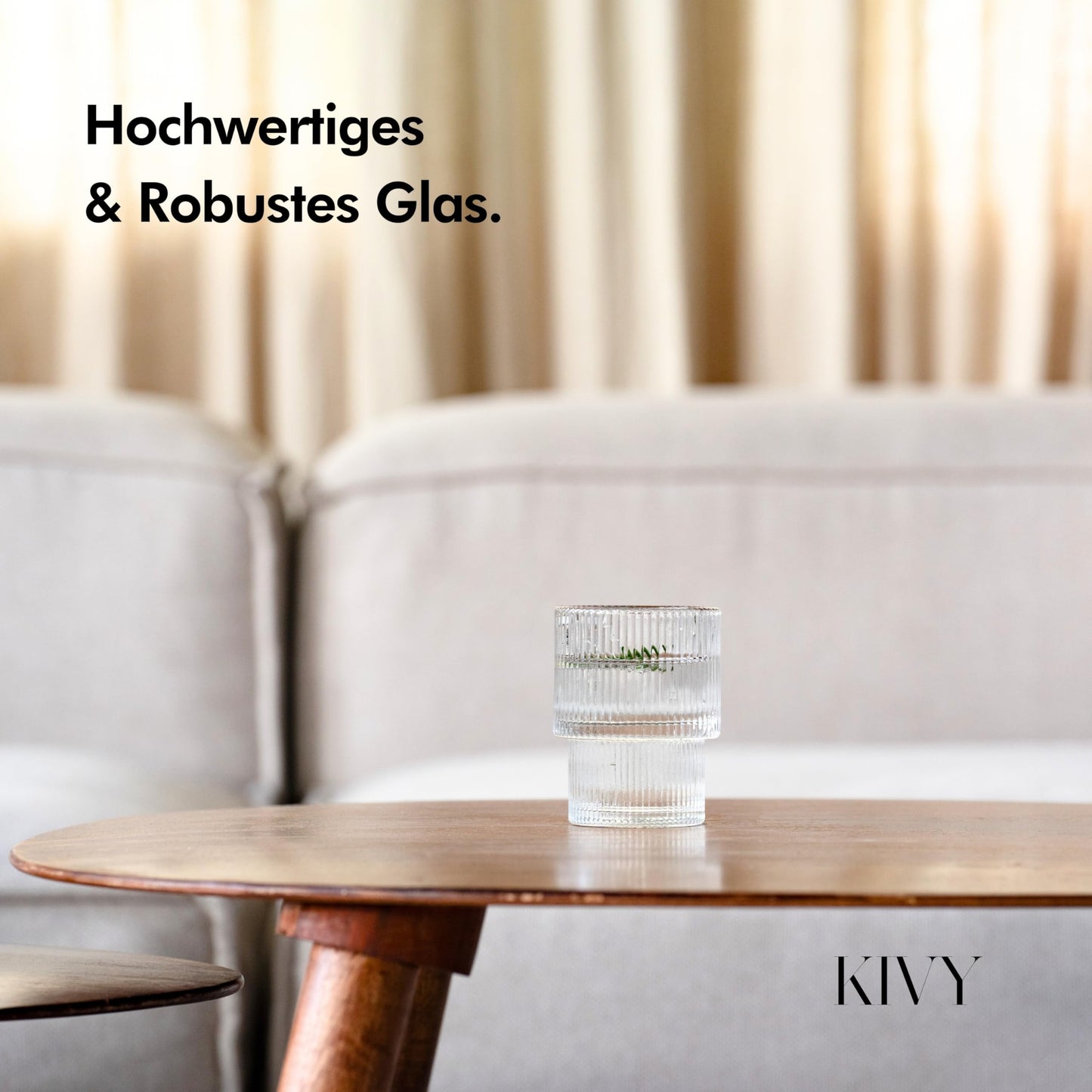 KIVY Geriffelte Wassergläser [4er Set] - Trinkgläser Set Wasserglas - Stapelbares Trinkglas Wasserglas Set - Wassergläser Modern Saftgläser - Ästhetische Gläser Water Glasses - Robust (4x190ml)