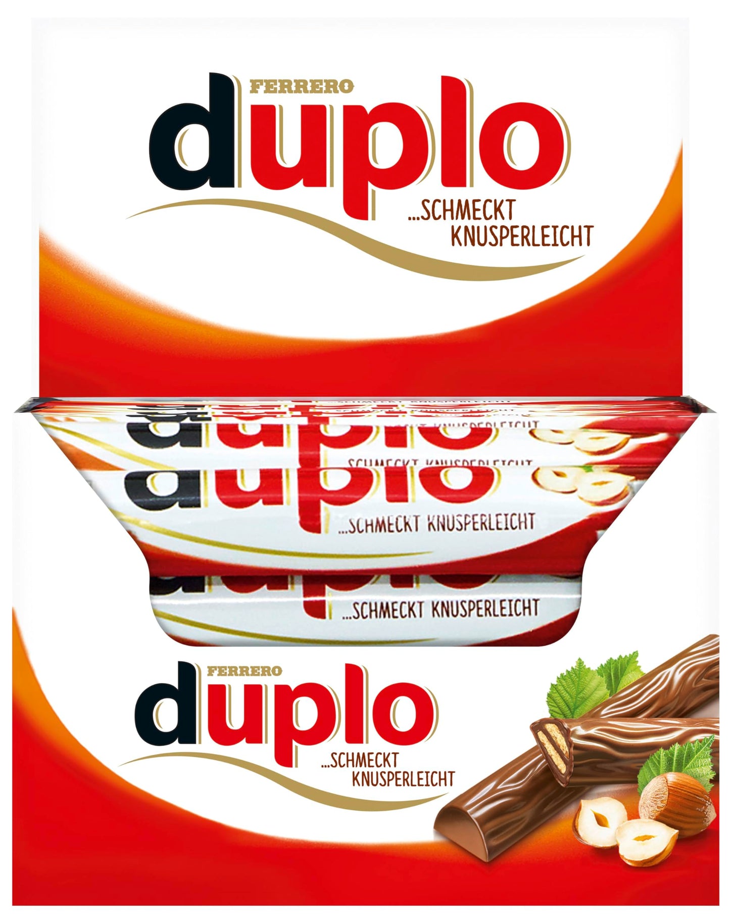 Ferrero Duplo Einzelriegel 40er-Pack, Knuspriger Klassiker mit Nugatcreme und Waffel in Vollmilchschokolade (40 x 18,2 g)