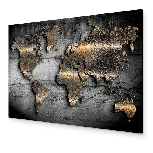 murando - Weltkarte Bilder für Wohnzimmer 60x40 cm 1 tlg Modern Leinwandbild Groß Wandbilder auf Leinwand XXL Schlafzimmer Wanddekoration Abstrakte Landkarte - Kontinente Schwarz k-A-0498-b-a