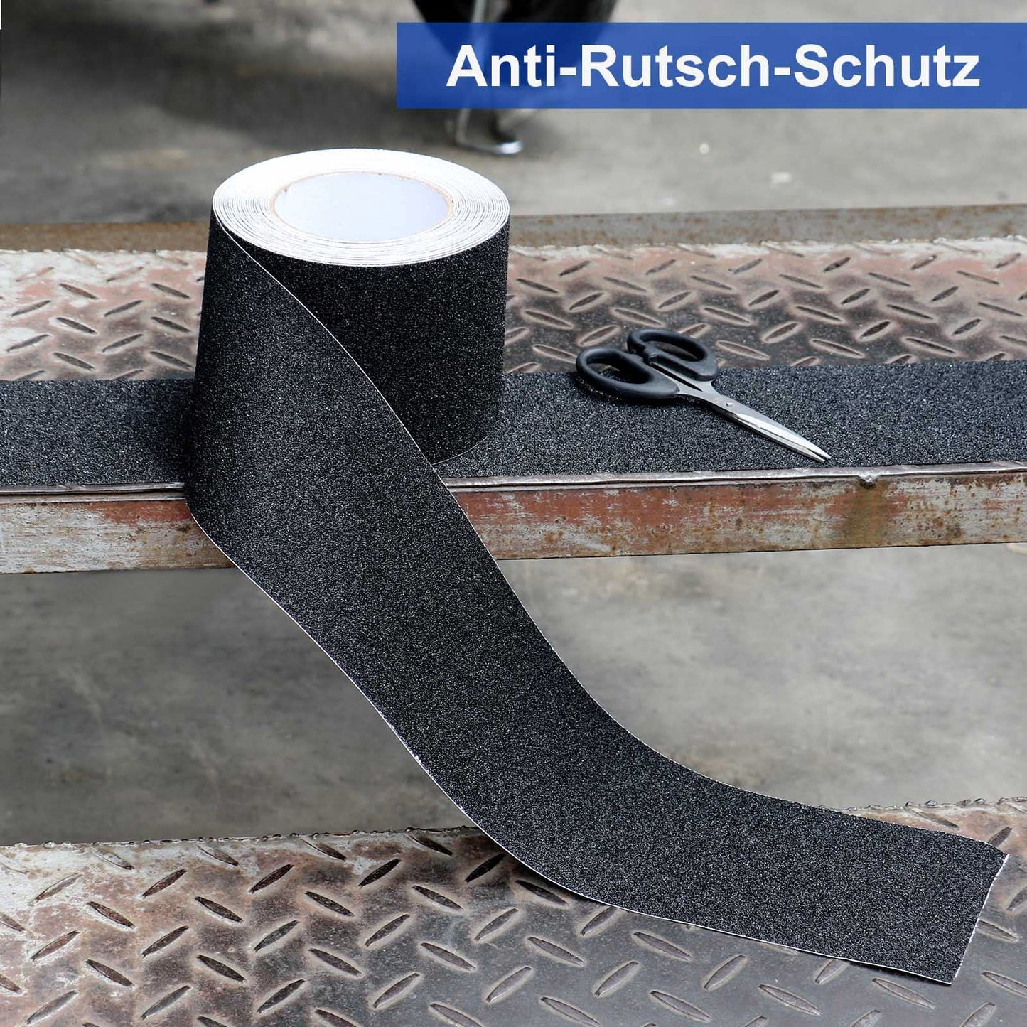 BOMEI PACK Antirutsch Klebeband Streifen mit Selbstklebend, 10cm x 15m Treppe Stufen Band Kleber Rutschfest Klebeband, Hohe Traktion für innen- und Außenbereich Schwarz Wasserfest