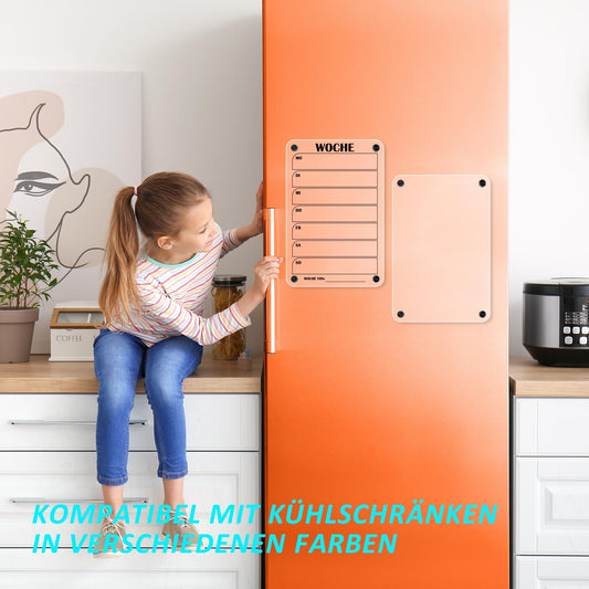 BIROYAL 2 Stück Wochenplaner Abwischbar, Acryl Wochenplaner Magnetisch, Kühlschrank Kalender Magnetisch, Transparent Planungstafeln mit 6 Whiteboard-Stift Haushaltsplan