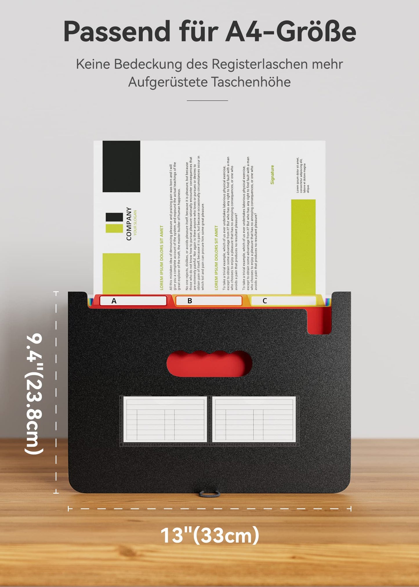 Dokumentenmappe A4, 26 Fächer Fächermappe Sortiermappe Bunte Datei Ordner Regenbogen Aktenordner Ordner Akkordeon Design A4 Größe Grosse Kapazität Wasserdicht Materia mit Deckel de ABC life