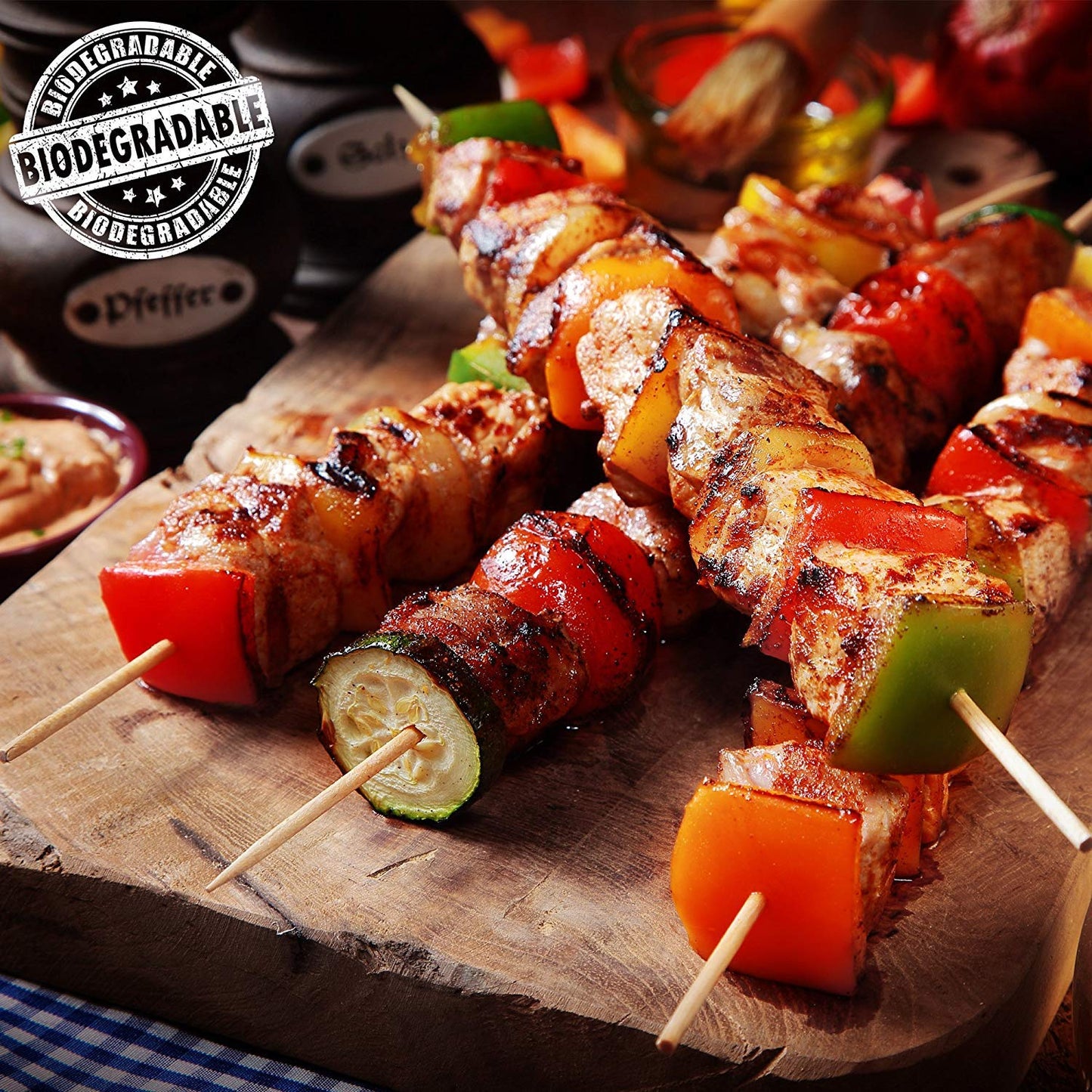 MATANA 500 Schaschlikspieße Holz, 15cm - Holzspieße für Grillpartys, Grillspieße Bambus - Kebab, Schokoladenbrunnen, Fingerfood, Snacks - Stabil & Umweltfreundlich