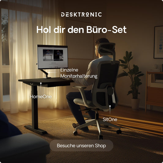 Desktronic HOME-ONE Höhenverstellbarer Schreibtisch 140×70 cm, Schwarz, Elektrisch mit USB & Touchscreen
