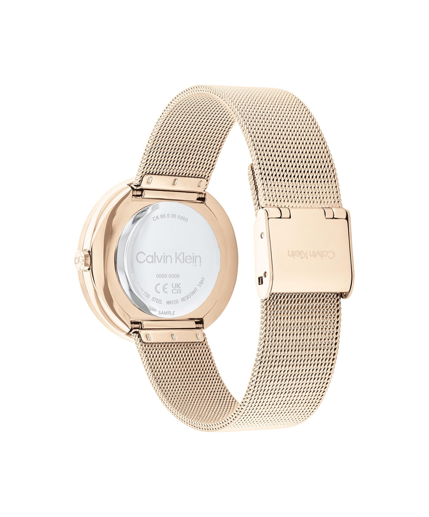 Calvin Klein Analog Quarzuhr für Damen mit Rotgoldfarbenes Edelstahl-Mesh-Gliederarmband - 25200151