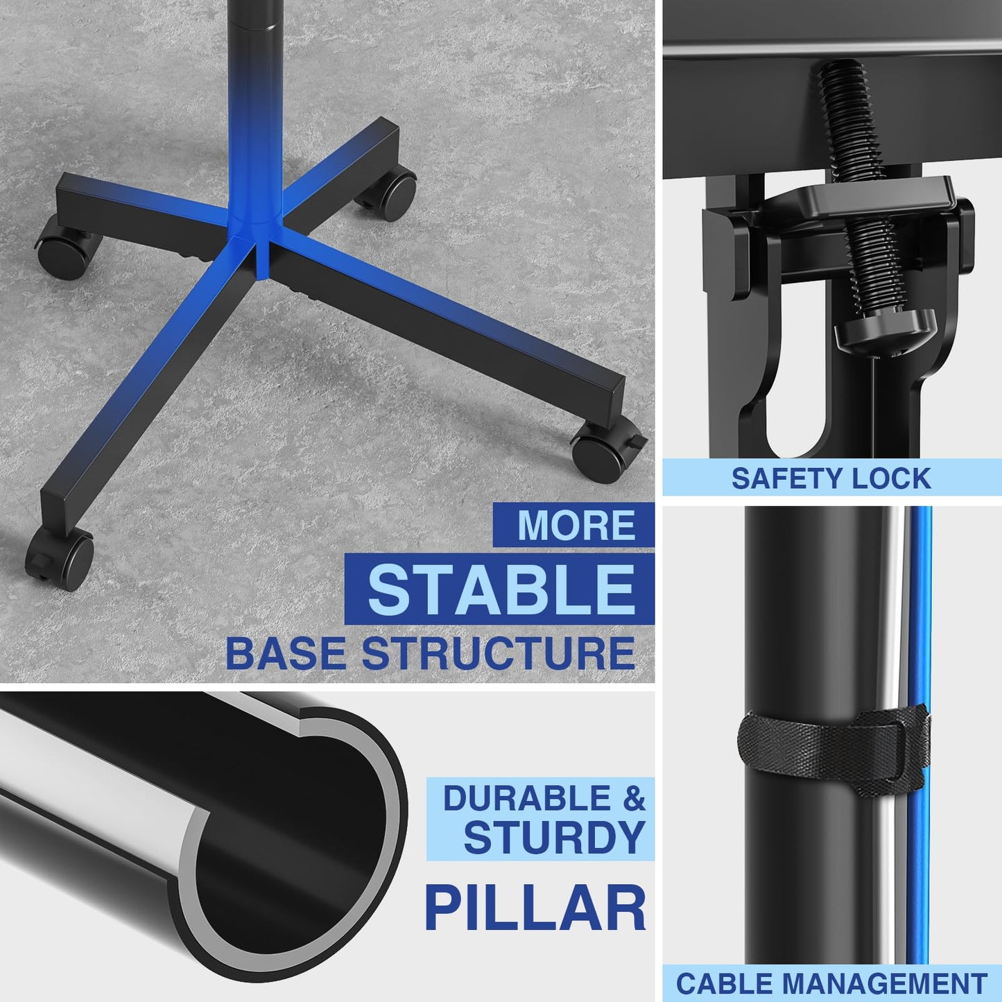RFIVER TV Ständer Rollbar mit Rollen für 23-65 Zoll Plasma/LCD/LED Fernseher, Fernsehständer Mobiler TV Wagen höhenverstellbar TV Stand Trolley Hält 40kg VESA 400x400 mm