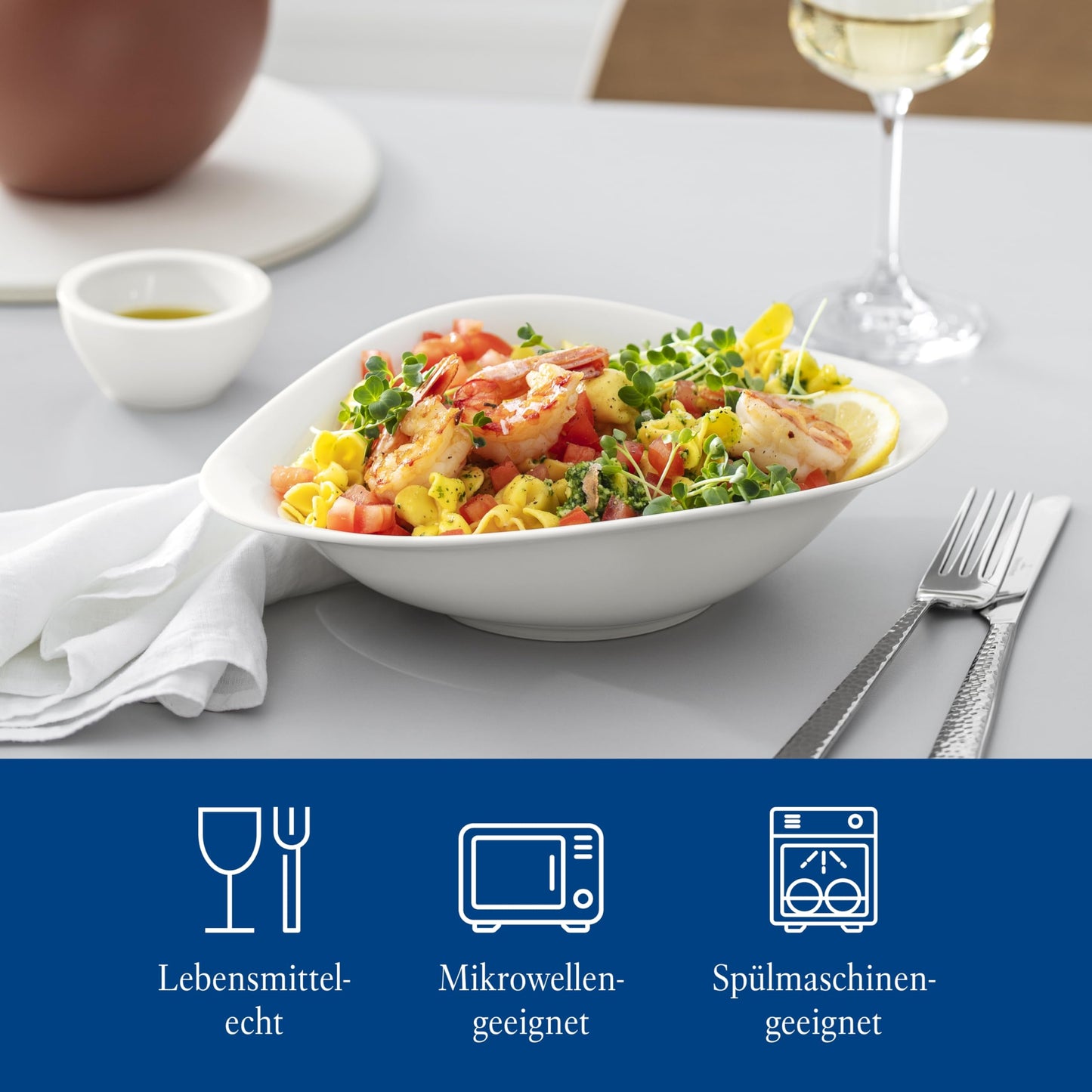 Villeroy & Boch – Vapiano Pastaschalen Set 2-Teilig Weiß, Spülmaschinenfest, Mikrowellensicher, Pastateller, Pastaschüssel, Teller Tief, Für Spaghetti, Nudeln oder Salat, Premium Porzellan