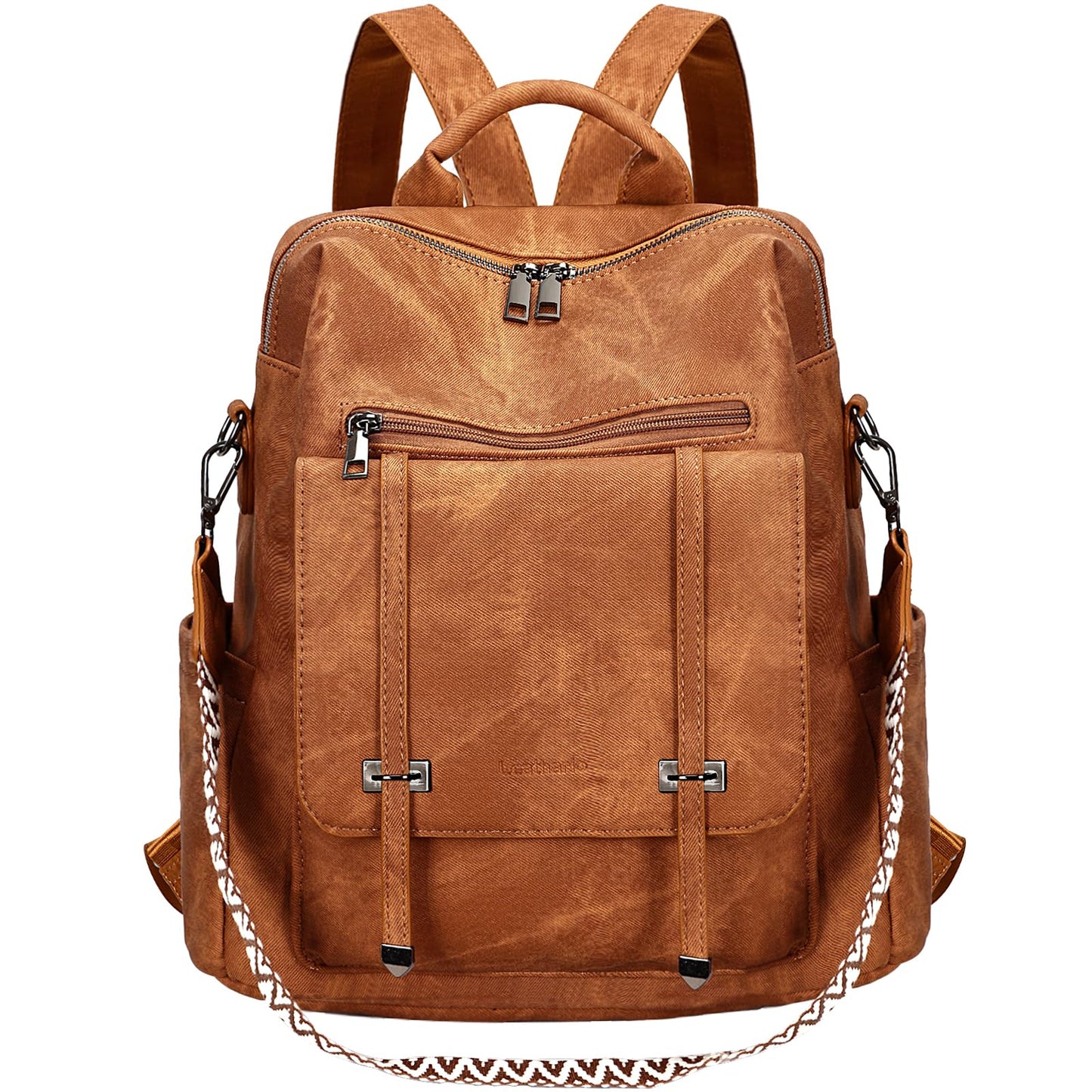 Leathario Rucksack Damen Wasserdicht,Cityrucksack aus PU Leder,Mittelgroße Damen-Rucksackhandtaschen, Cityrucksack Damen für Uni,Travel, Arbeit
