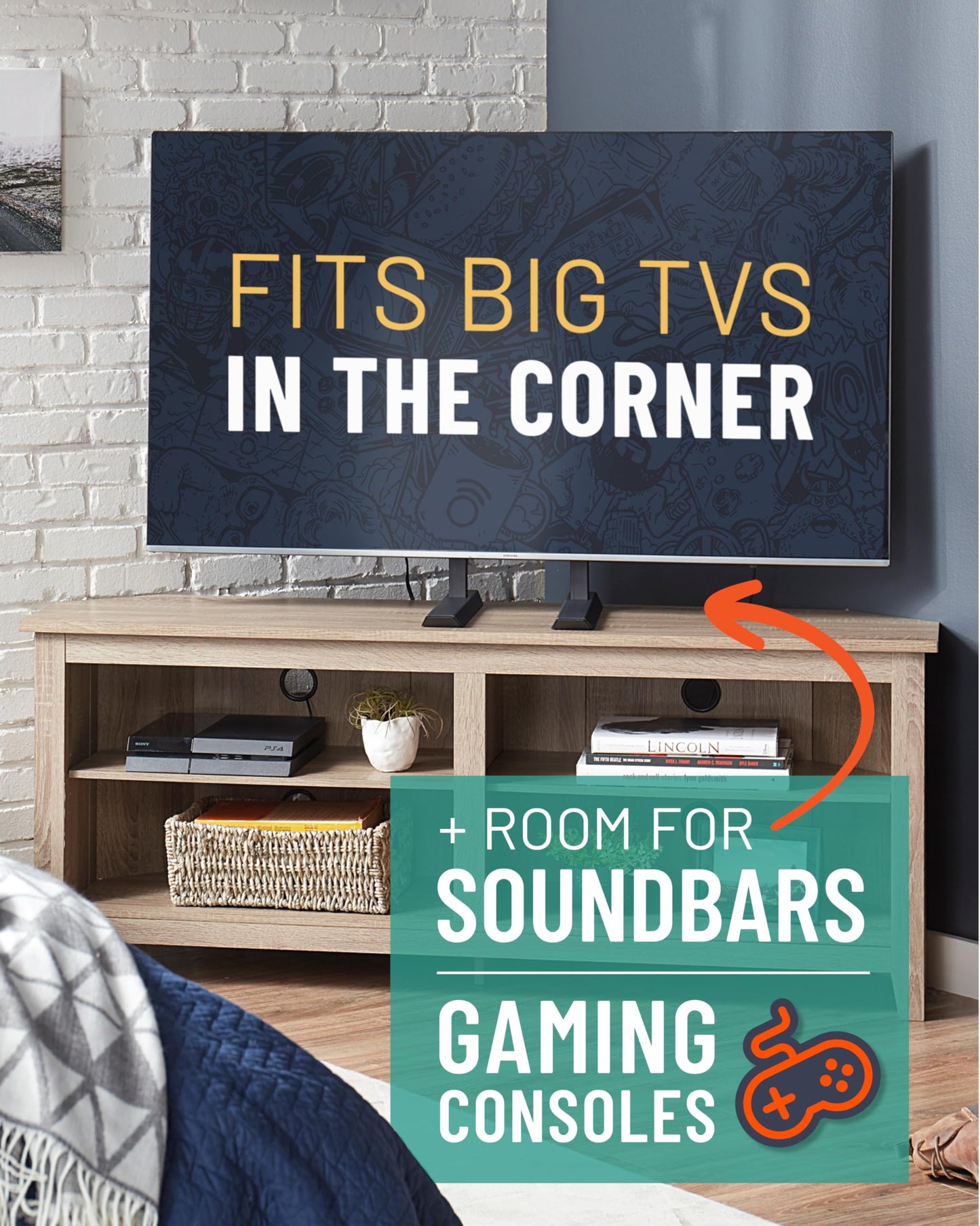 Echogear Universal Großer TV-Ständer - Höhenverstellbarer Sockel für Fernseher bis zu 77 "- Wackelfreier Ersatzständer funktioniert mit jedem Fernseher - Kompatibel mit flachem Design und Soundbars
