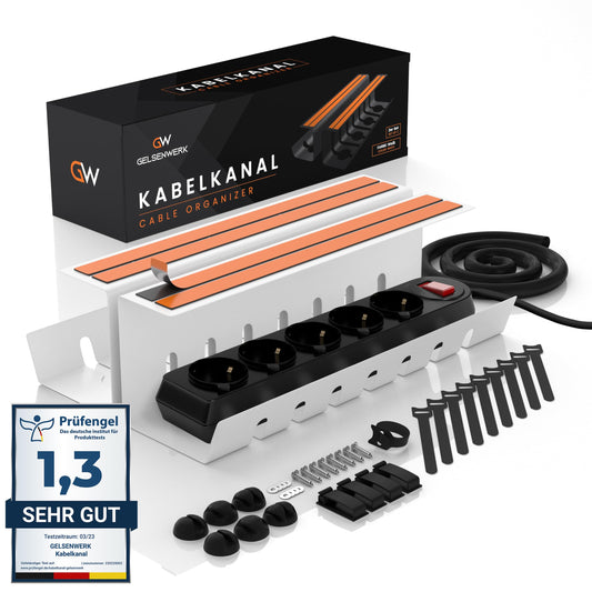 Kabelkanal Schreibtisch〖OHNE Bohren〗 fürs Kabelmanagement - Kabelwanne inkl. Kabelschlauch für saubere Kabelführung am Schreibtisch - Kabelmanagement Schreibtisch TÜV Rheinland geprüft