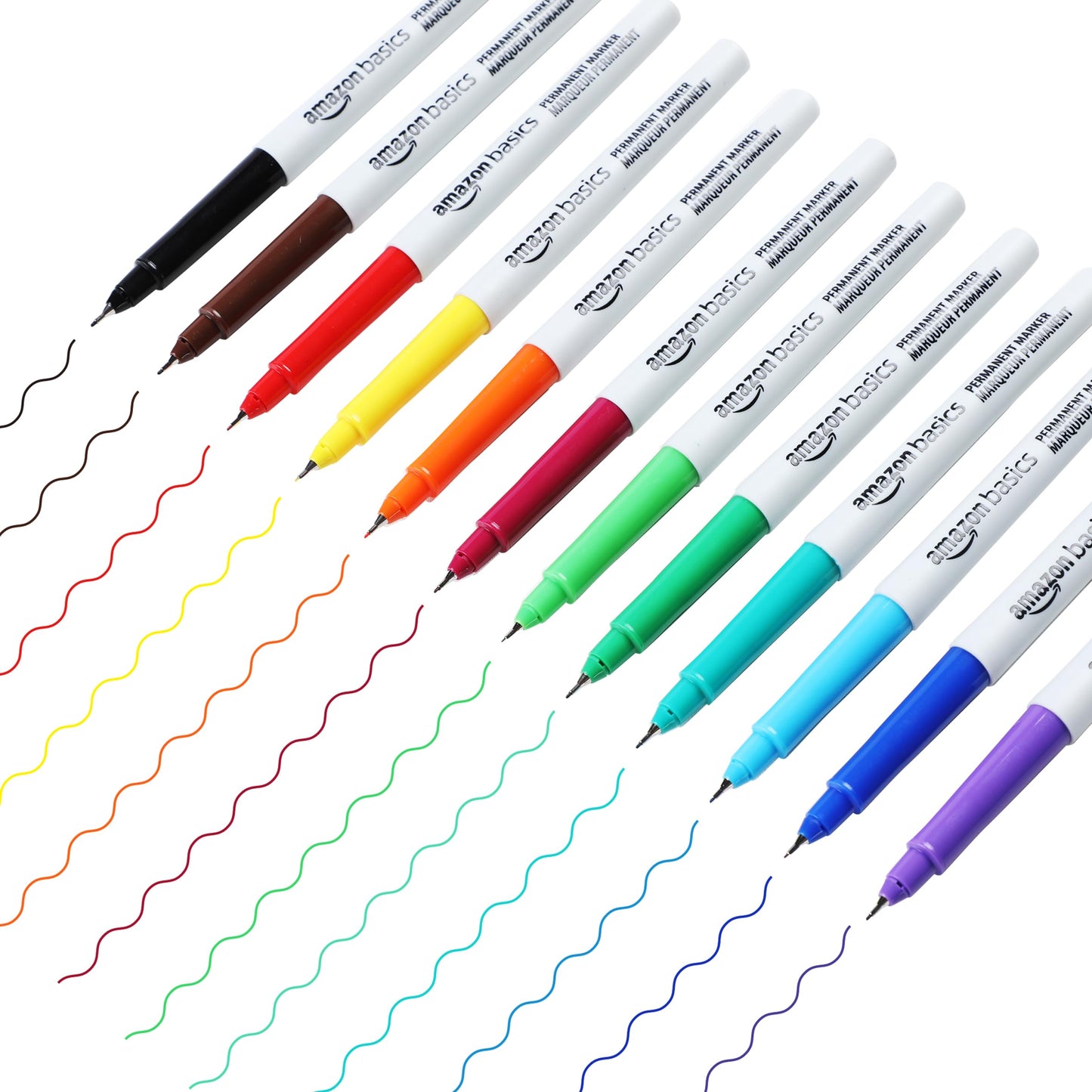 Amazon Basics – Permanentmarker, ultra feine Spitze, 24 Stück, Mehrfarbig