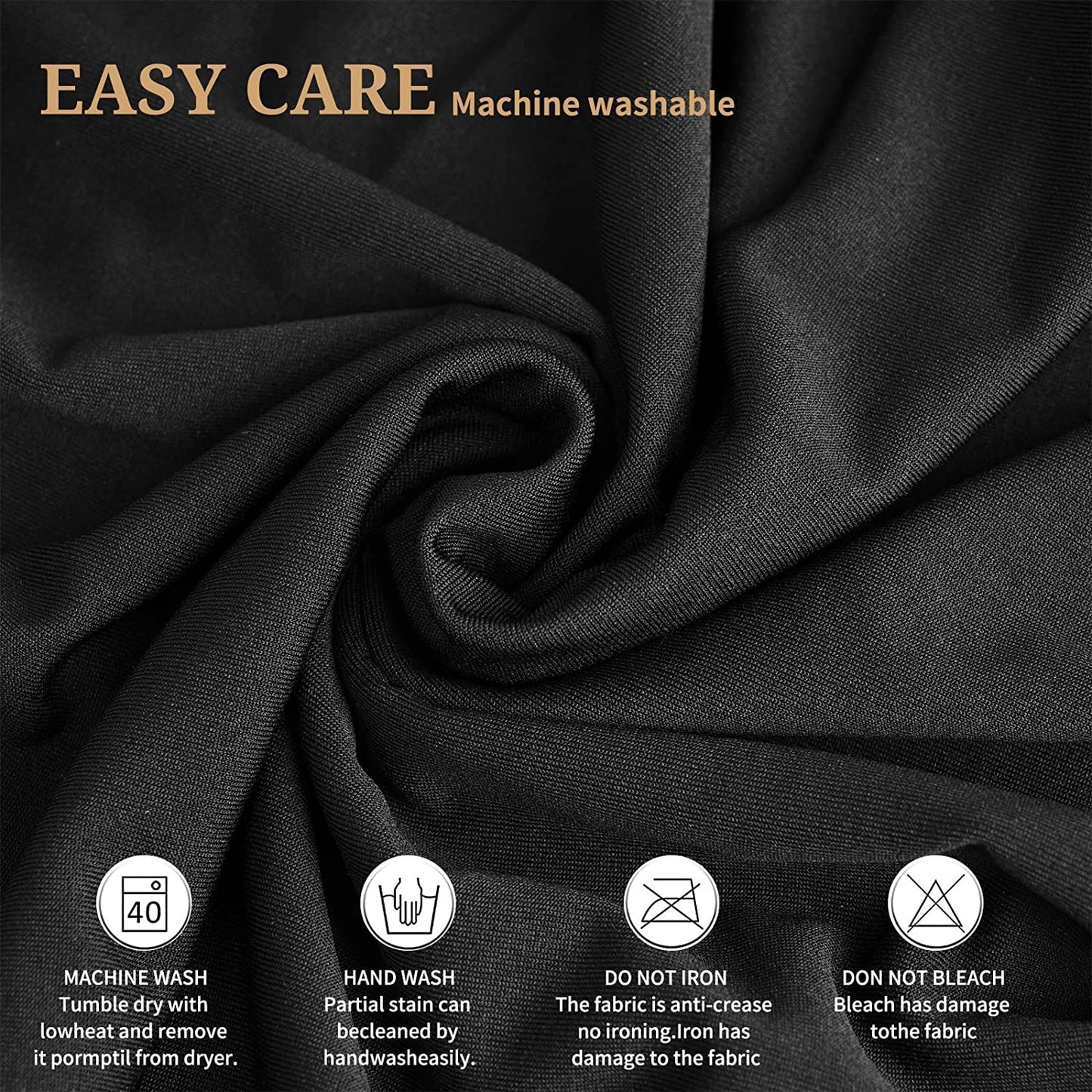 4er-Set Schwarz Stehtisch Hussen für Bistrotisch 60 x 110 cm Spandex-Stretch Tischdecke mit Rock, Runder Cocktail-Tischrocke für Hochzeit, Bar, Party, Geburtstag, Banketttisch