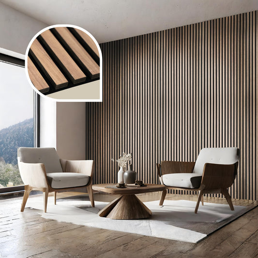 KAISER plastic® Akustikpaneele Holz | Farbe: Walnuss | Holzpaneele Wand in verschiedenen Formaten | Wandpaneele aus Holzfunier und Filz | moderne Holzoptik (120 x 60 cm)