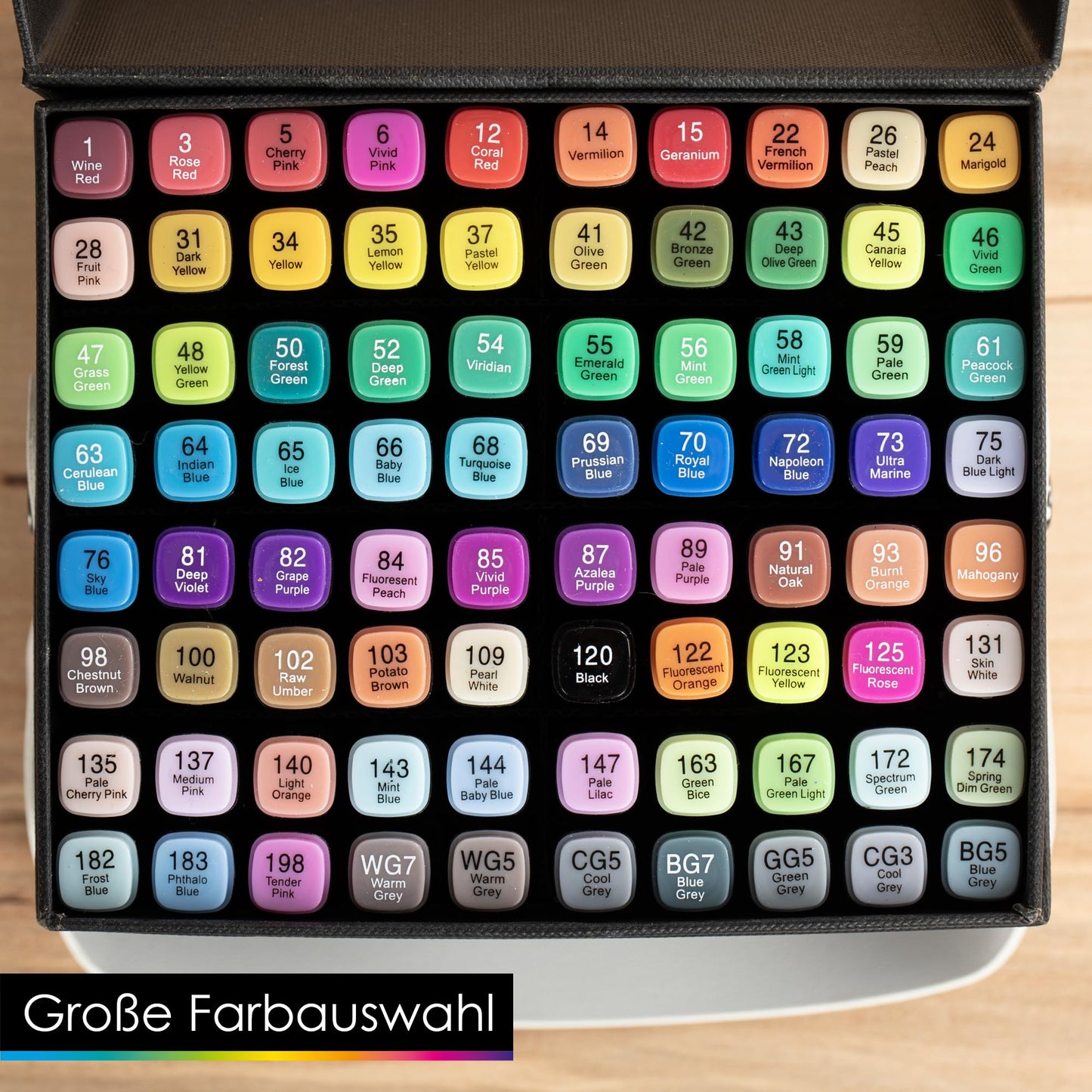 OfficeTree 80er Alkohol Marker Set - Filzstifte für Erwachsene mit Stifte Box - Marker Stifte Set mit Farbcodes - Alkohol Stifte zum Zeichnen & Malen - Twin Marker auch als Manga Stifte