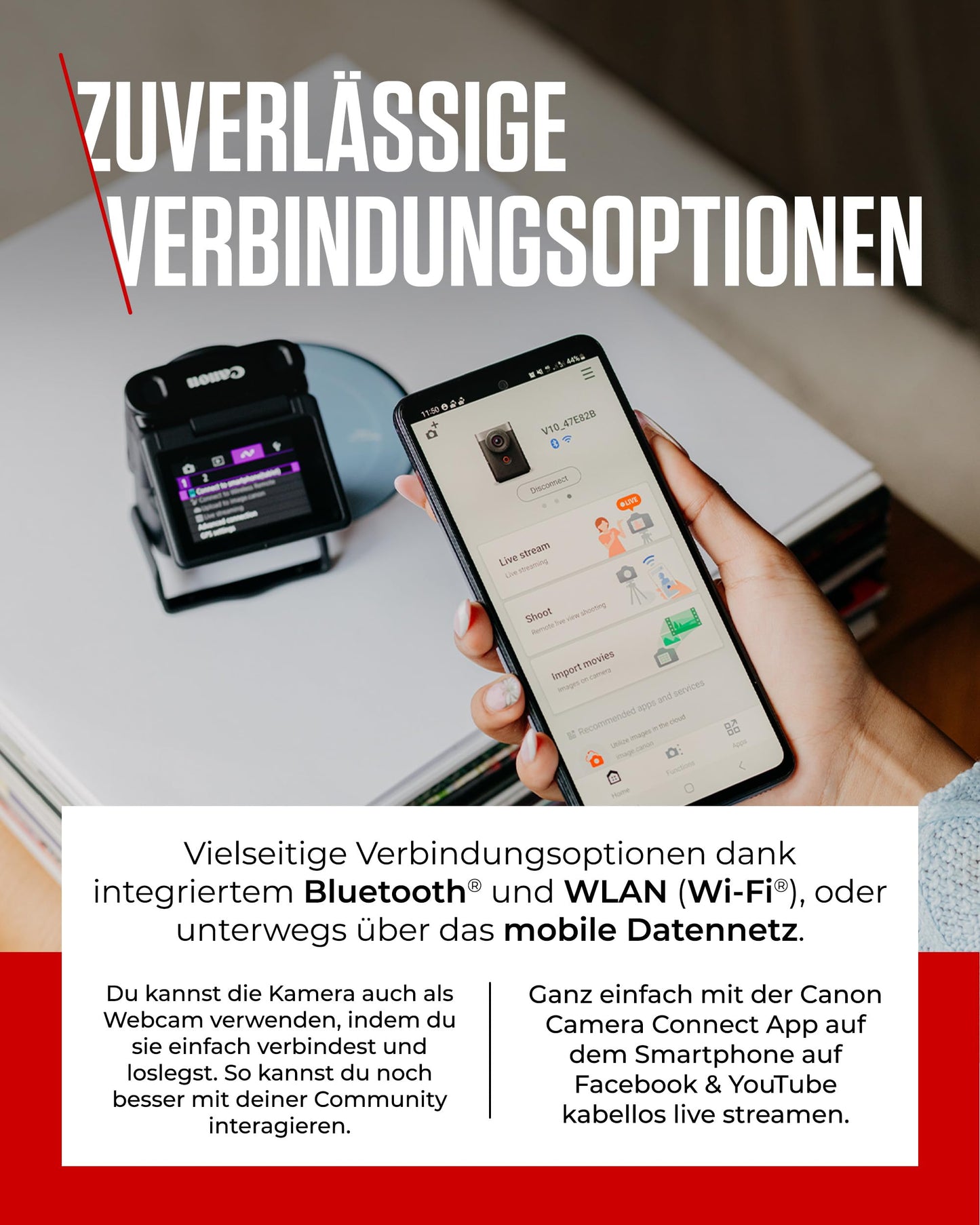 Canon PowerShot V10 Vlogging Starter Kit Kompaktkamera - Digitalkamera (Weitwinkel Objektiv, 4k Kamera Videokamera, klappbares Touch-Display, Stereo-Mikrofon, Stativ, Streaming, Content Creation)