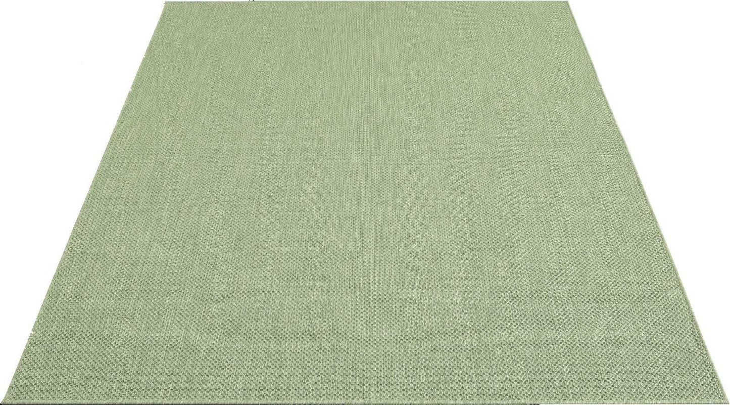 Taracarpet Outdoor Teppich Wetterfest Wohnzimmer Balkon Küchenteppich Flachgewebe Sisaloptik Einfarbig Uni grün 160x220 cm
