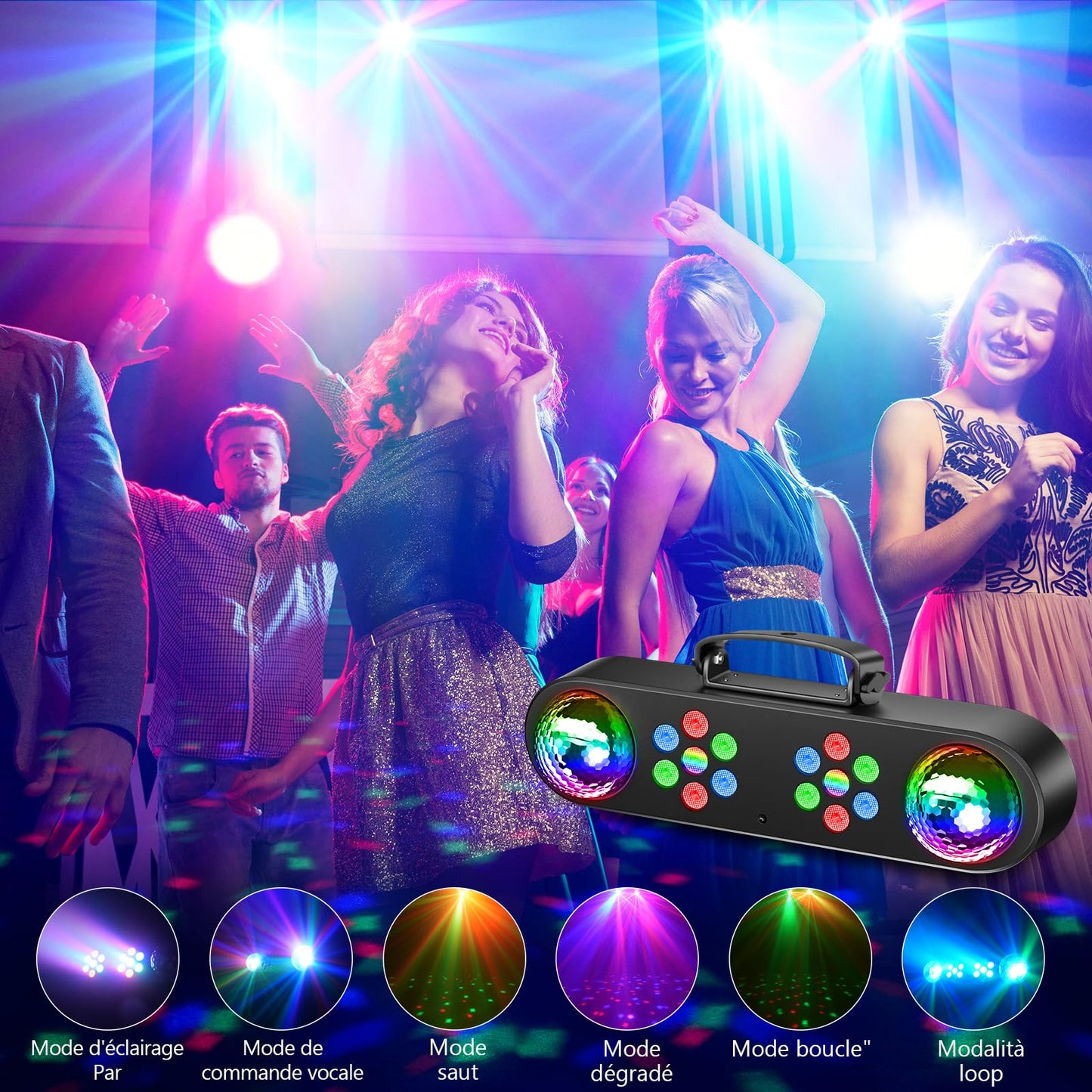 Rtktoup 4-in-1 Discolicht Partylicht mit Ständer, Discokugeln, PAR-Lichtern und Fernbedienung,Bühnenbeleuchtungssystem mit Ton aktiviert, für Bar, Gig, Move, Hochzeit, Halloween, Weihnachten