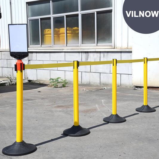 Vilnow Edelstahl Absperrpfosten Seil Abgrenzungsständer,4 Packung Crowd Control Barriers,Gelb-schwarz,wird in Flughäfen, Hotels und Ausstellungshallen verwendet