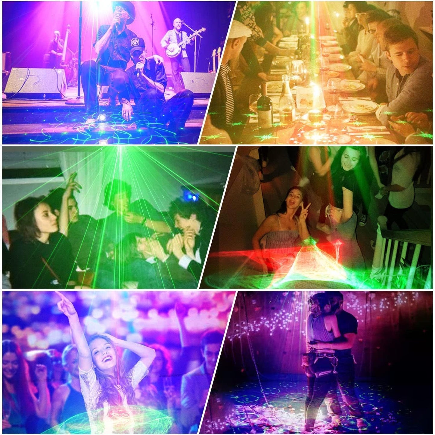 Discolicht Partylicht, Party Deko Disco licht, Dj licht Musikgesteuert Mit Fernbedienung USB 61 Verschiedene Muster discokugel für Karaoke Familientreffen Hochzeit Kids Geburtstag
