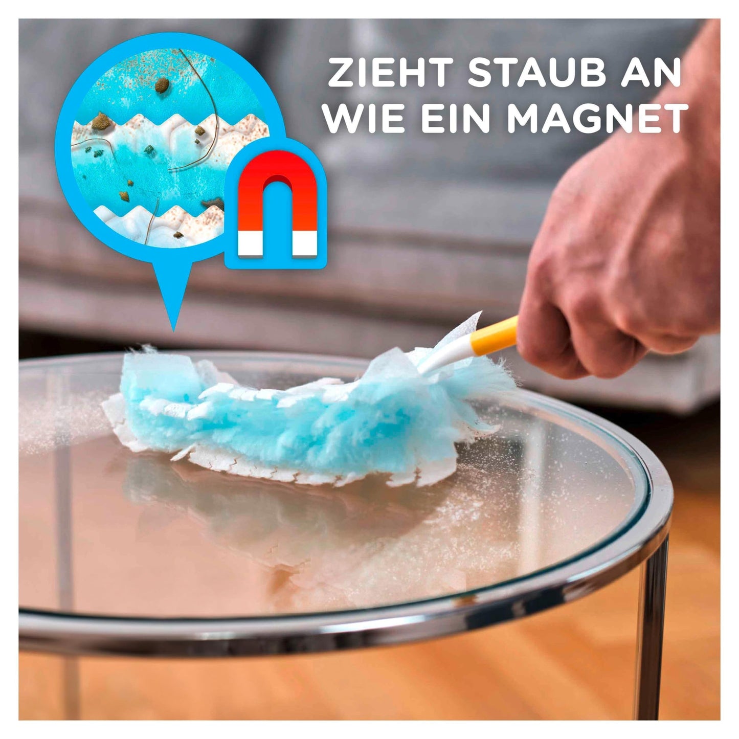 Swiffer Staubmagnet Trap & Lock Starterset (1 Staubwedel + 15 Tücher), nimmt 3x mehr Staub & Haare auf und schließt diese ein