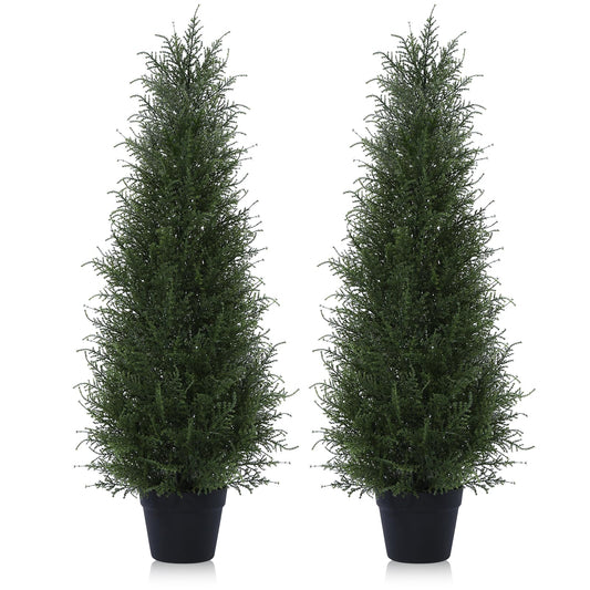 Kazeila Künstliche Zeder Pflanze 90cm Kunstpflanze Zedernbaum,Kunstbaum Outdoor UV Geschützt für Home Wohnzimmer Schlafzimmer Büro Deko(2Pack)