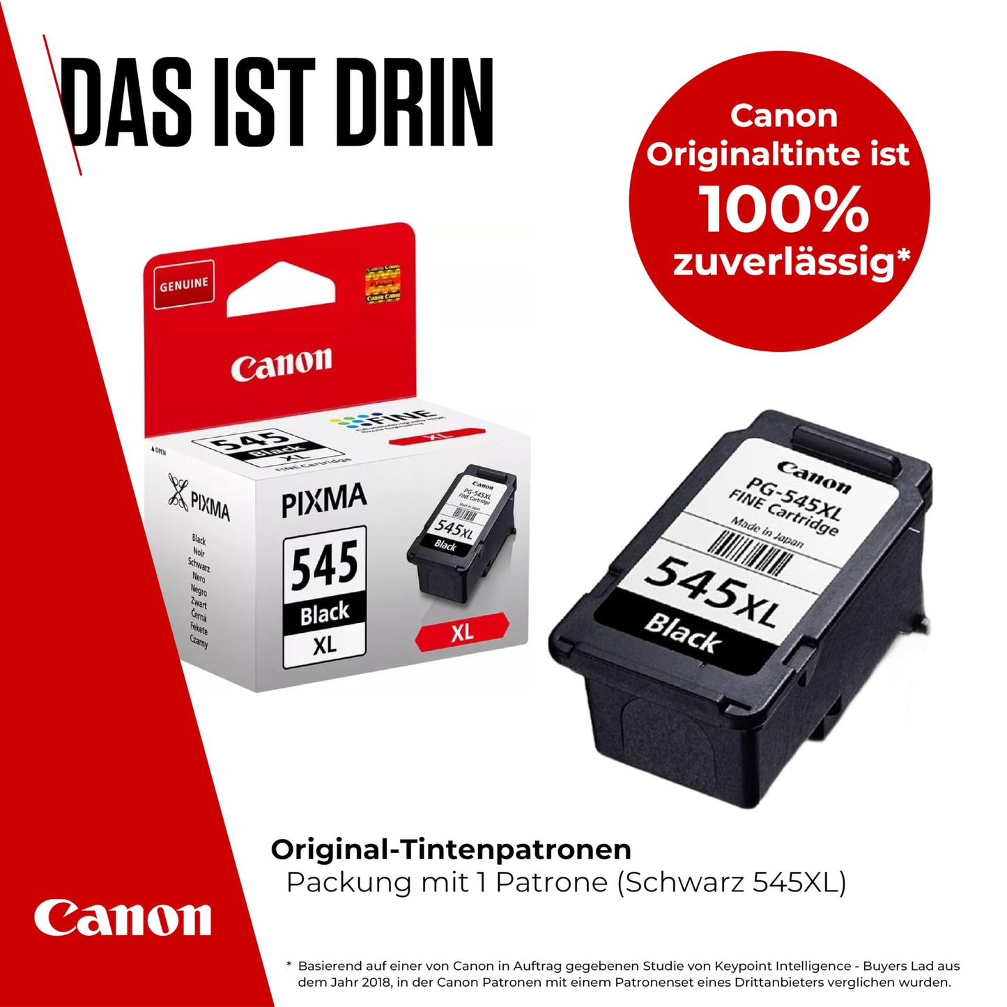 Canon Tinte - PG-545XL Original Drucker Tintenpatrone Schwarz mit hoher Reichweite - Druckt bis zu 400 A4-Seiten (1 x druckerpatrone)